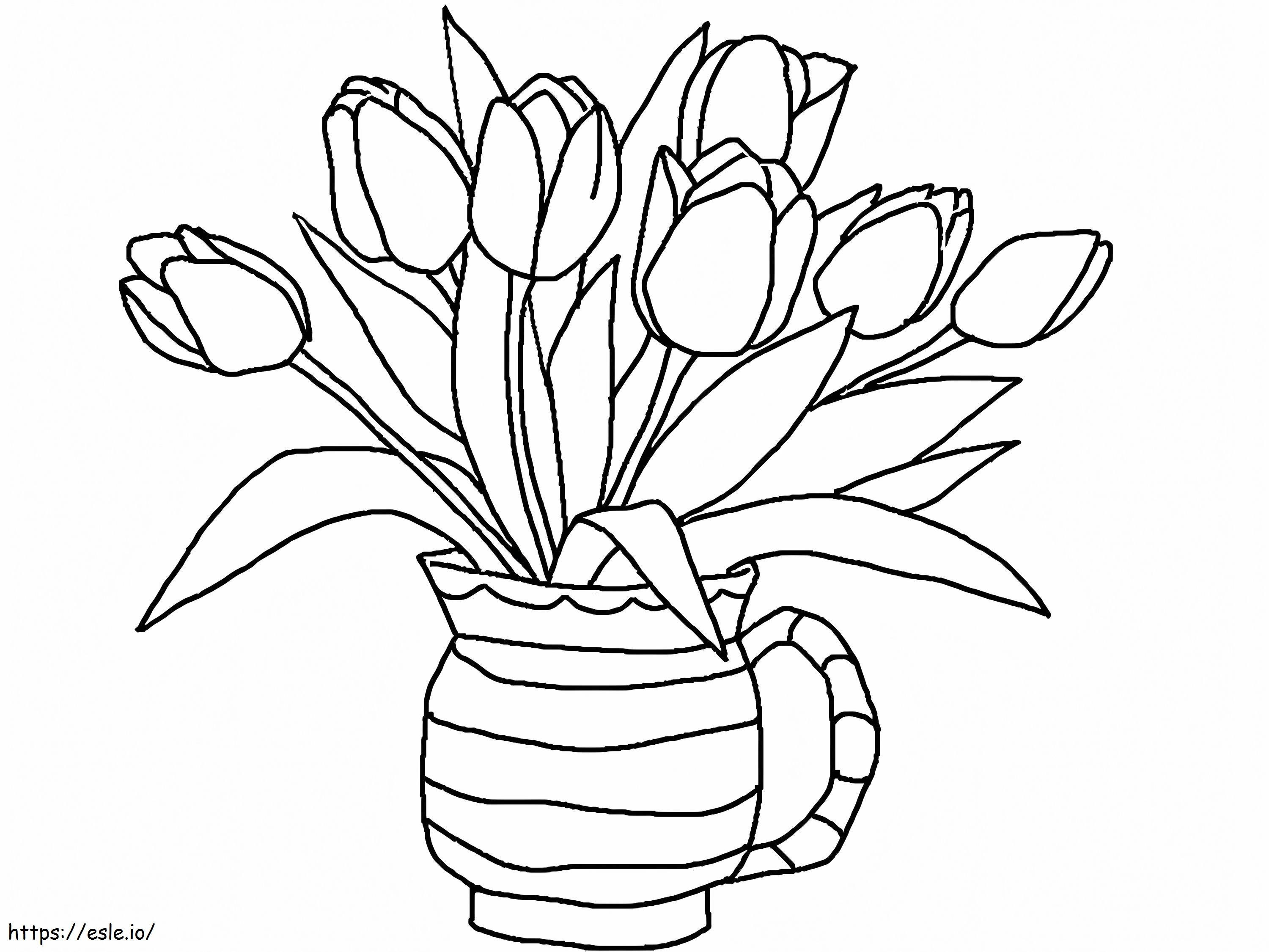 Florero de tulipán para colorear