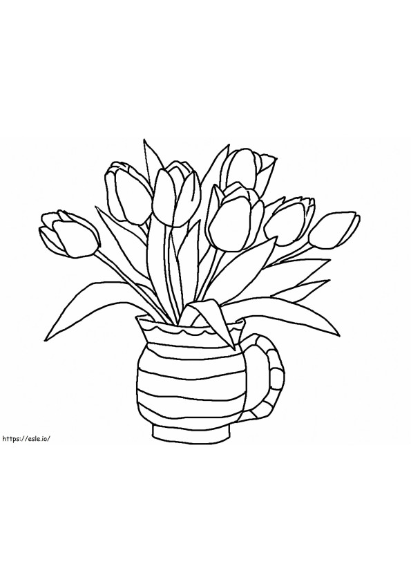 Vaso di tulipani da colorare