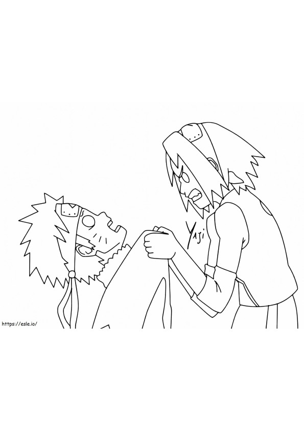 Coloriage Sakura Haruno en colère contre Naruto à imprimer dessin