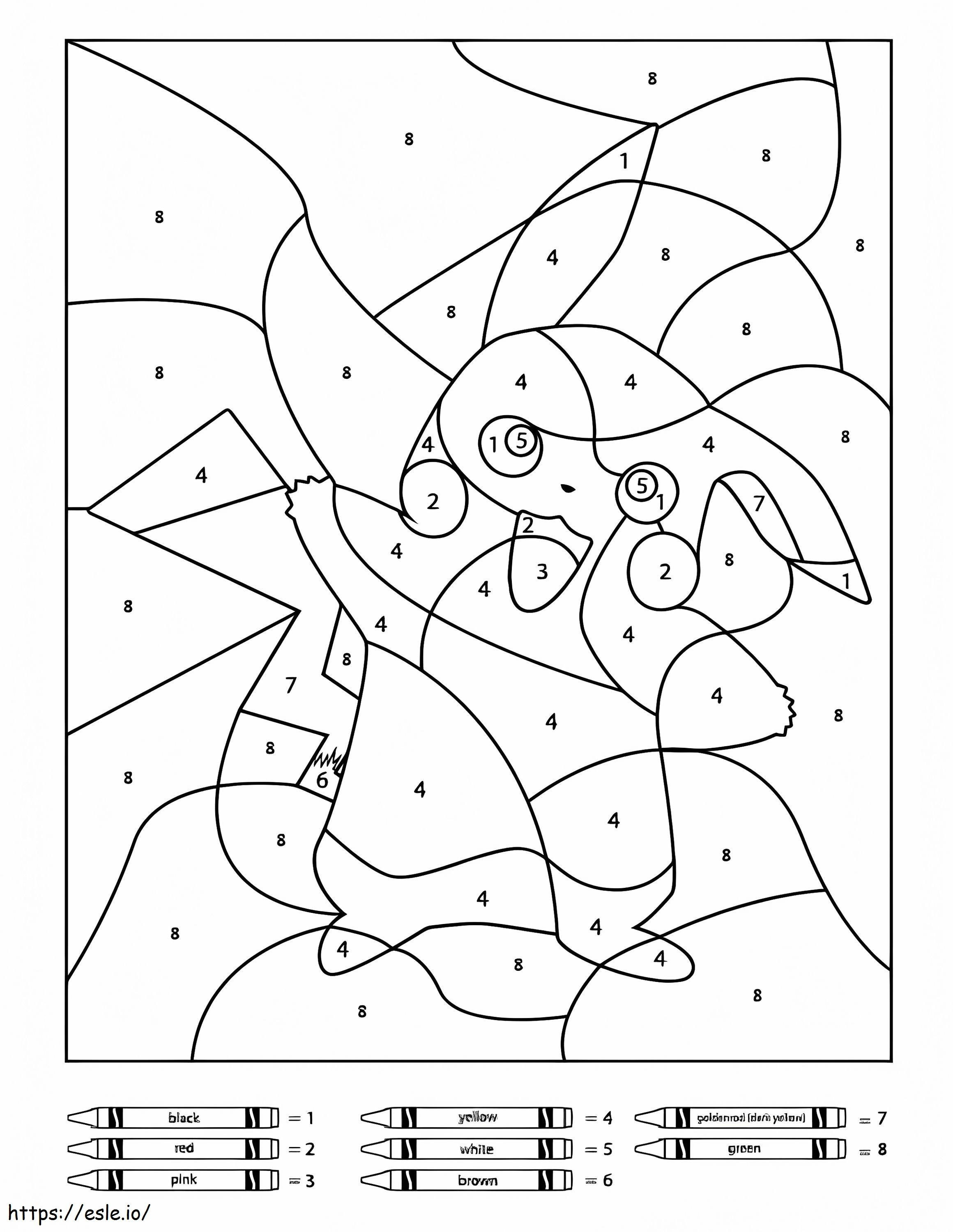 Coloriage Couleur Pikachu par numéro à imprimer dessin