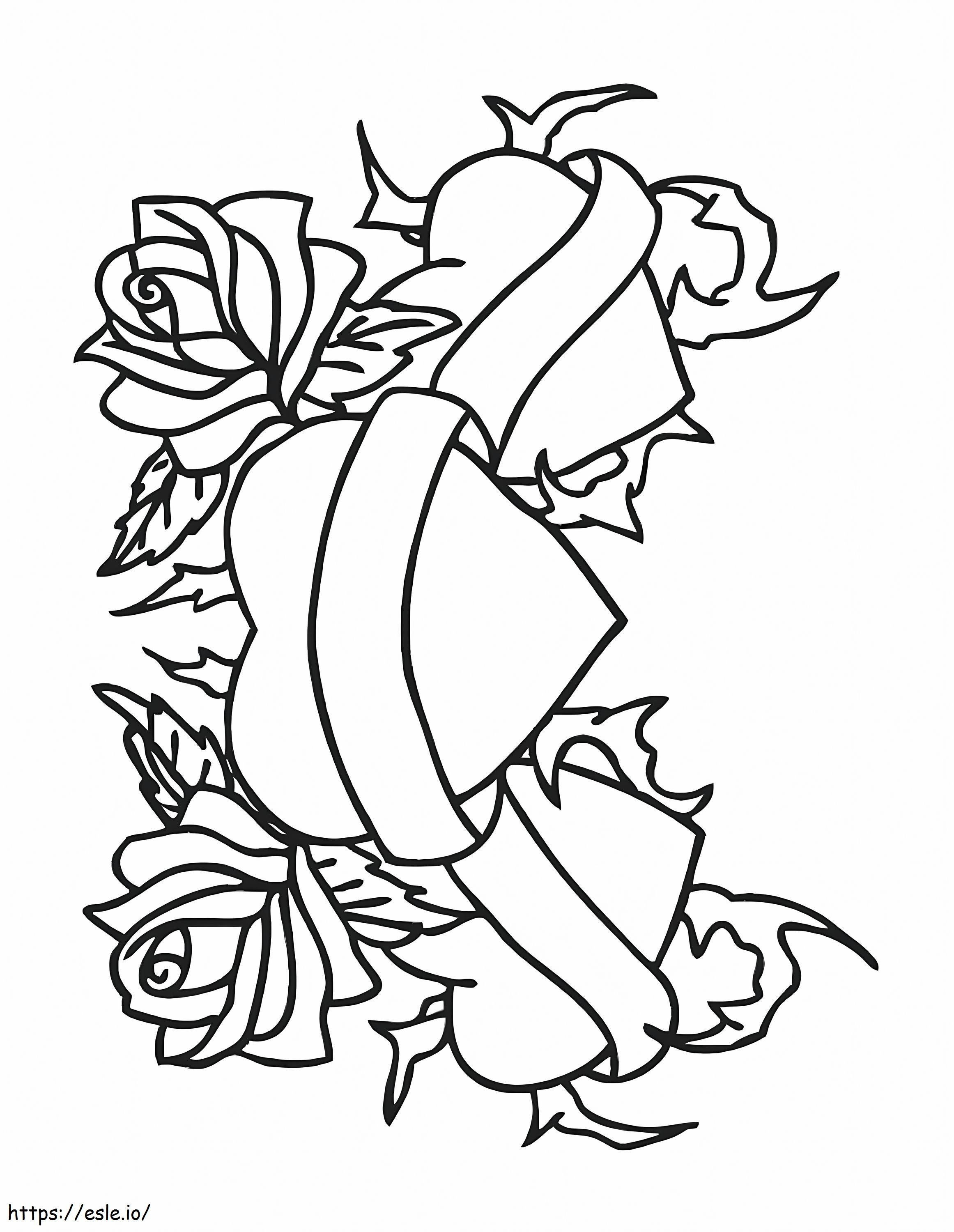 Roses With Hearts coloring page