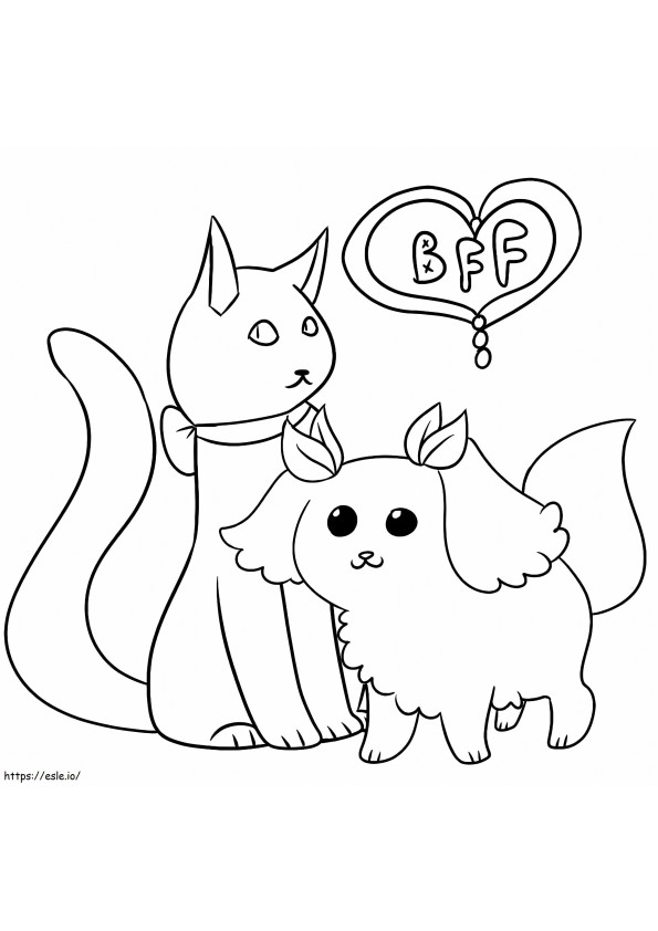 Cei mai buni prieteni, pisica și câinele de colorat