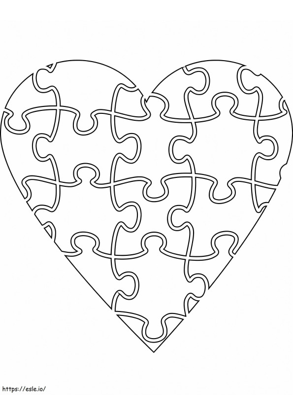 Puzzle szív kifestő