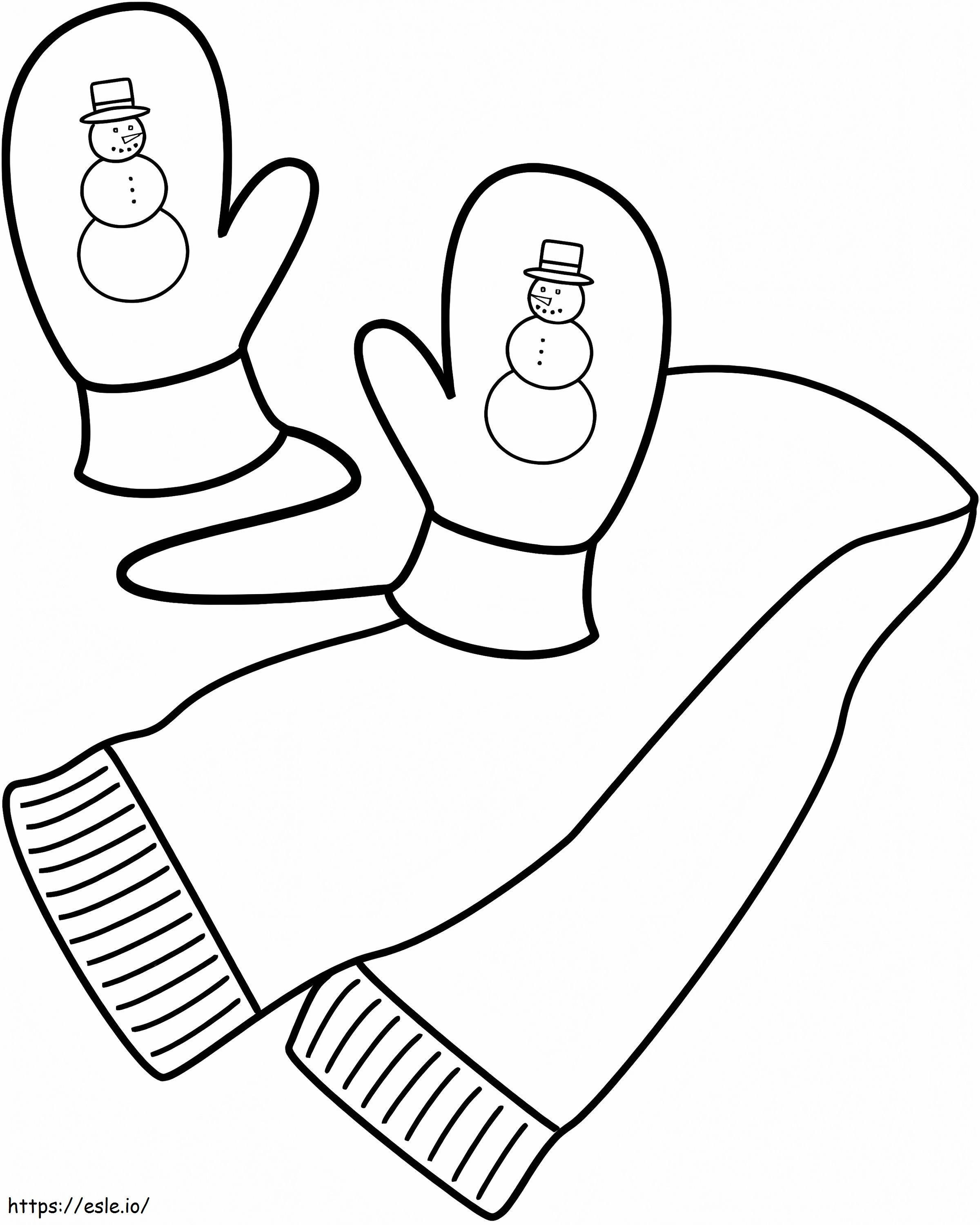 Eșarfă și mănuși de iarnă de colorat