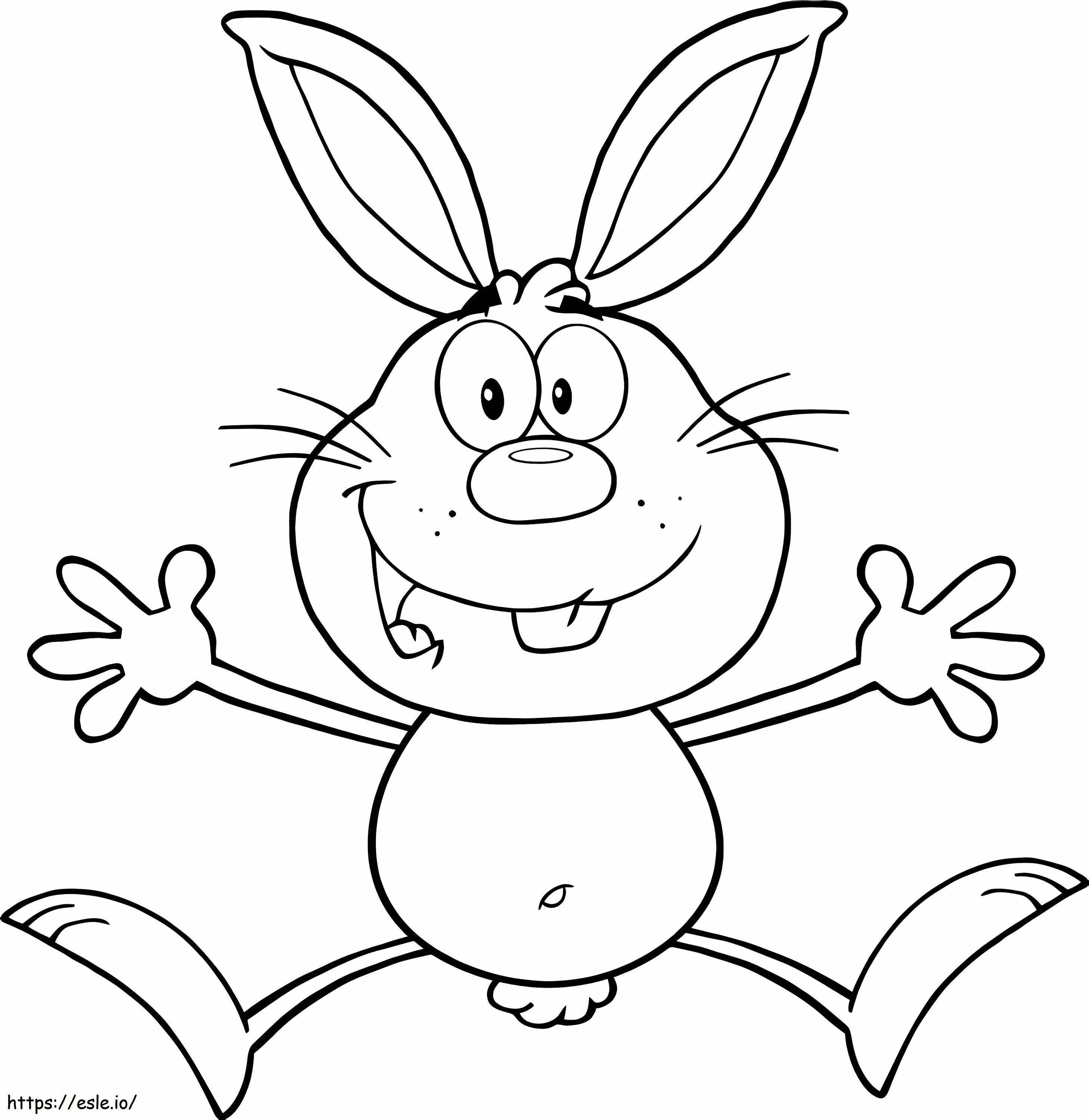 幸せな漫画のウサギ ぬりえ - 塗り絵