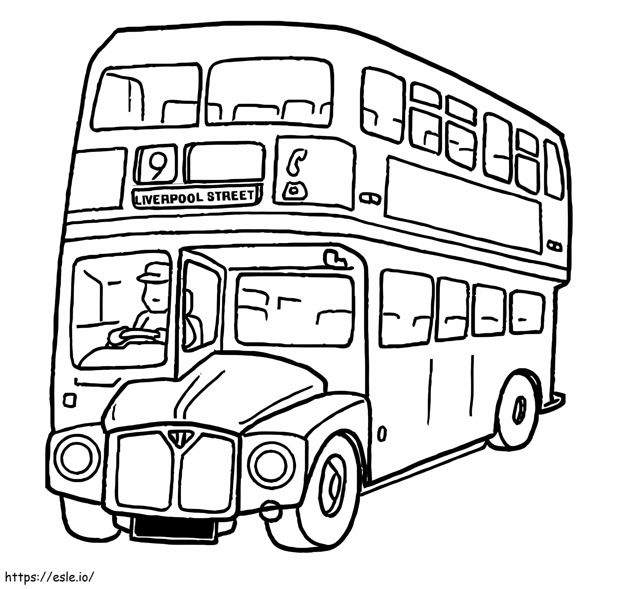 City Double Decker School Bus coloring page