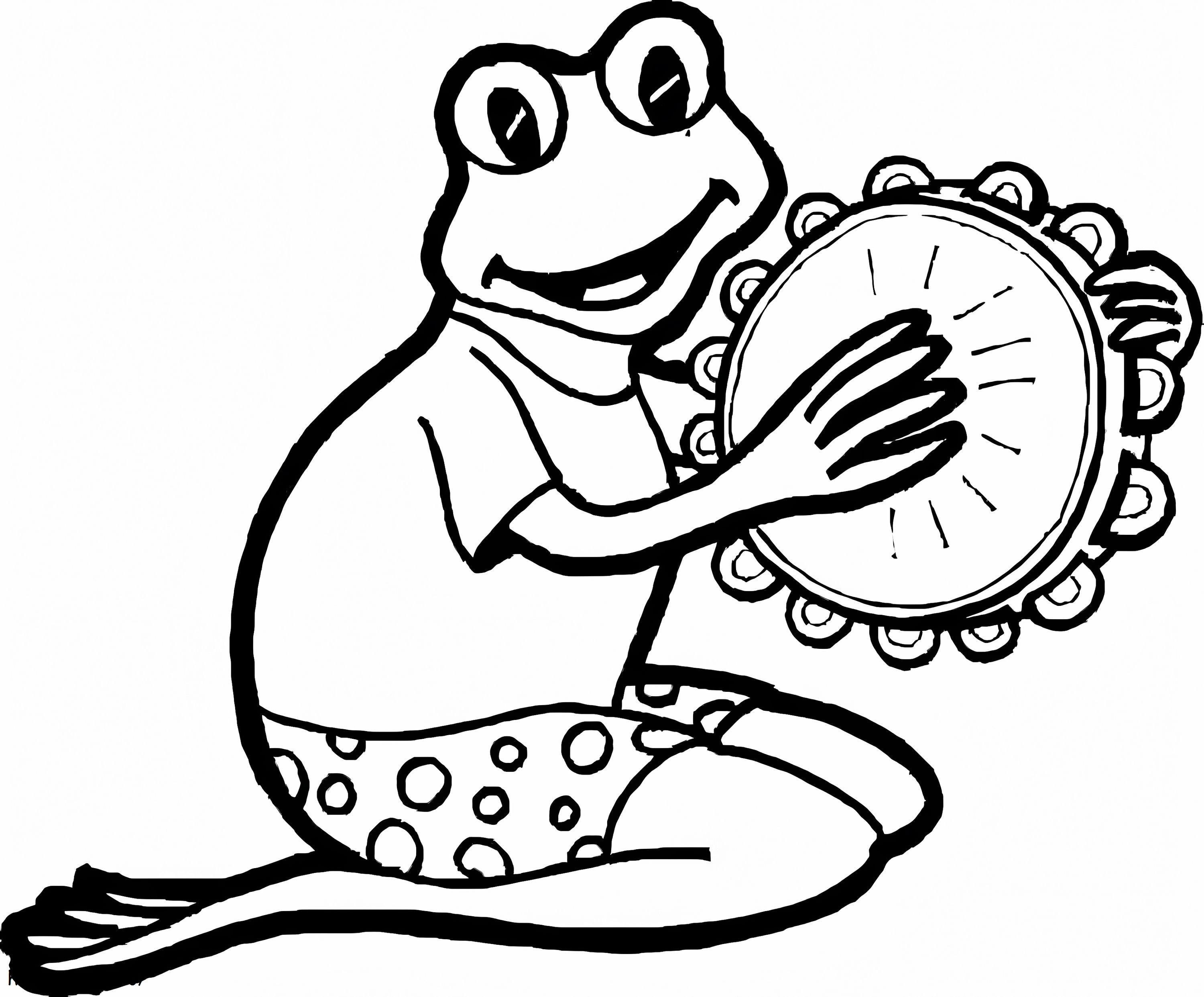 Żaba grająca na tamburynie kolorowanka