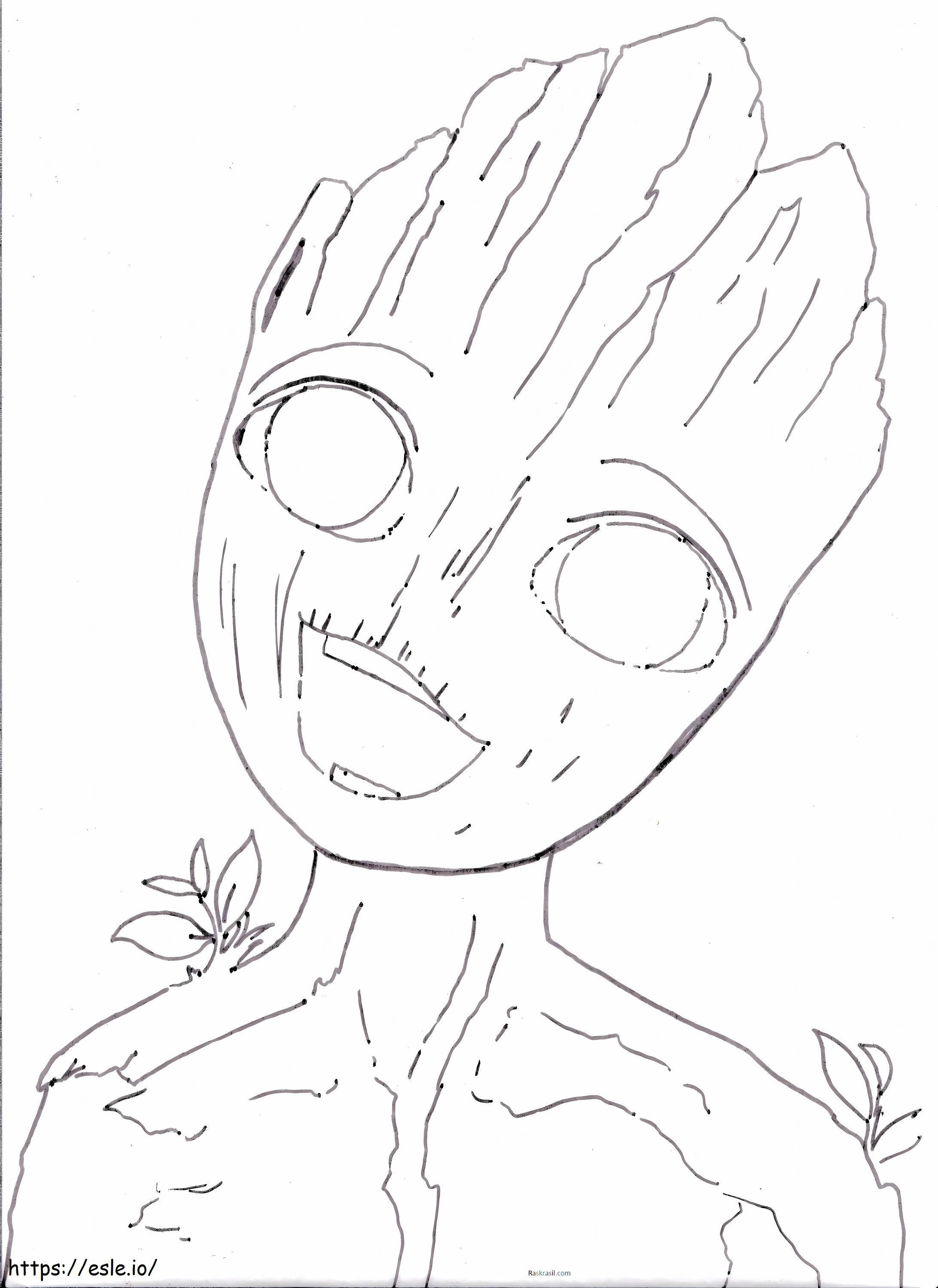 Desenho de rosto de Groot em escala para colorir