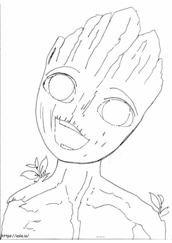 Groot Face Drawing Scaled coloring page