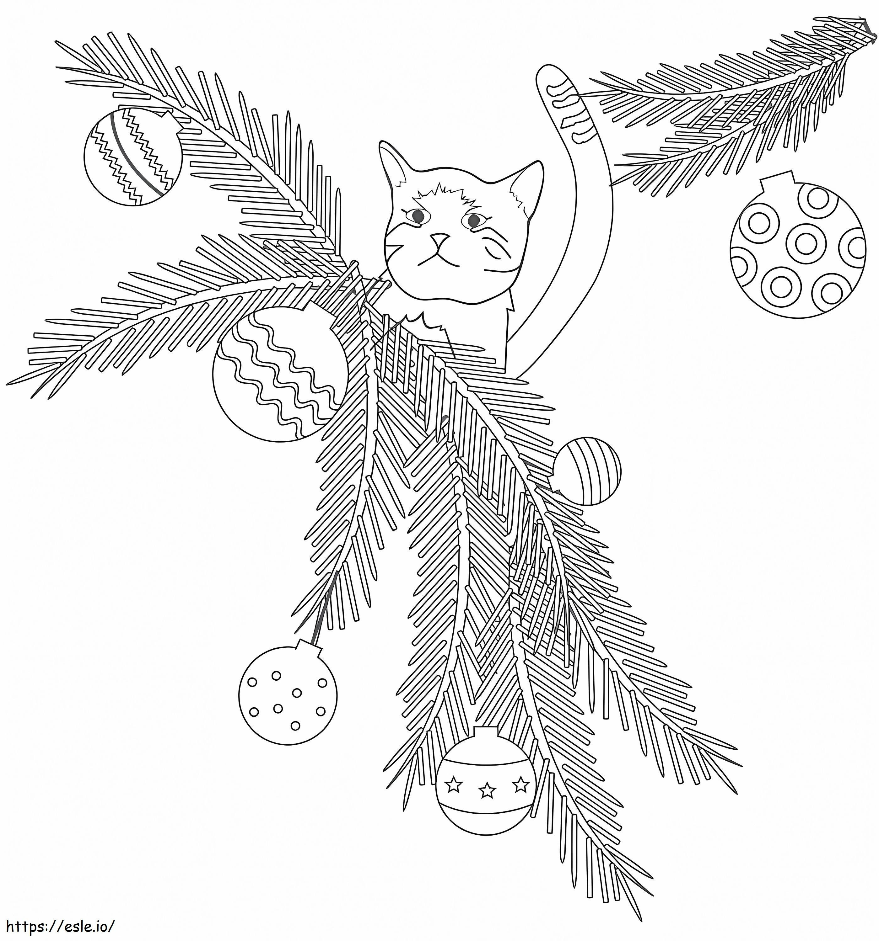 クリスマスの猫 ぬりえ - 塗り絵