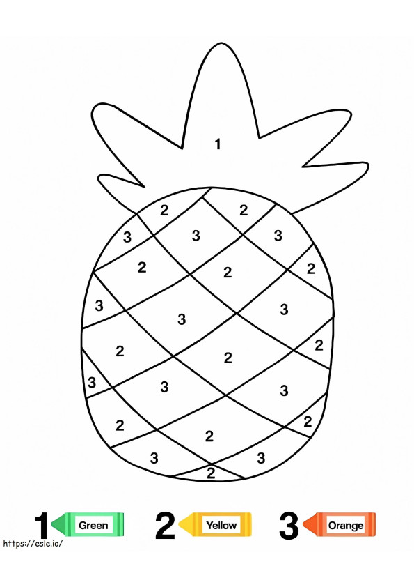 Coloriage Couleur d'ananas par numéro à imprimer dessin