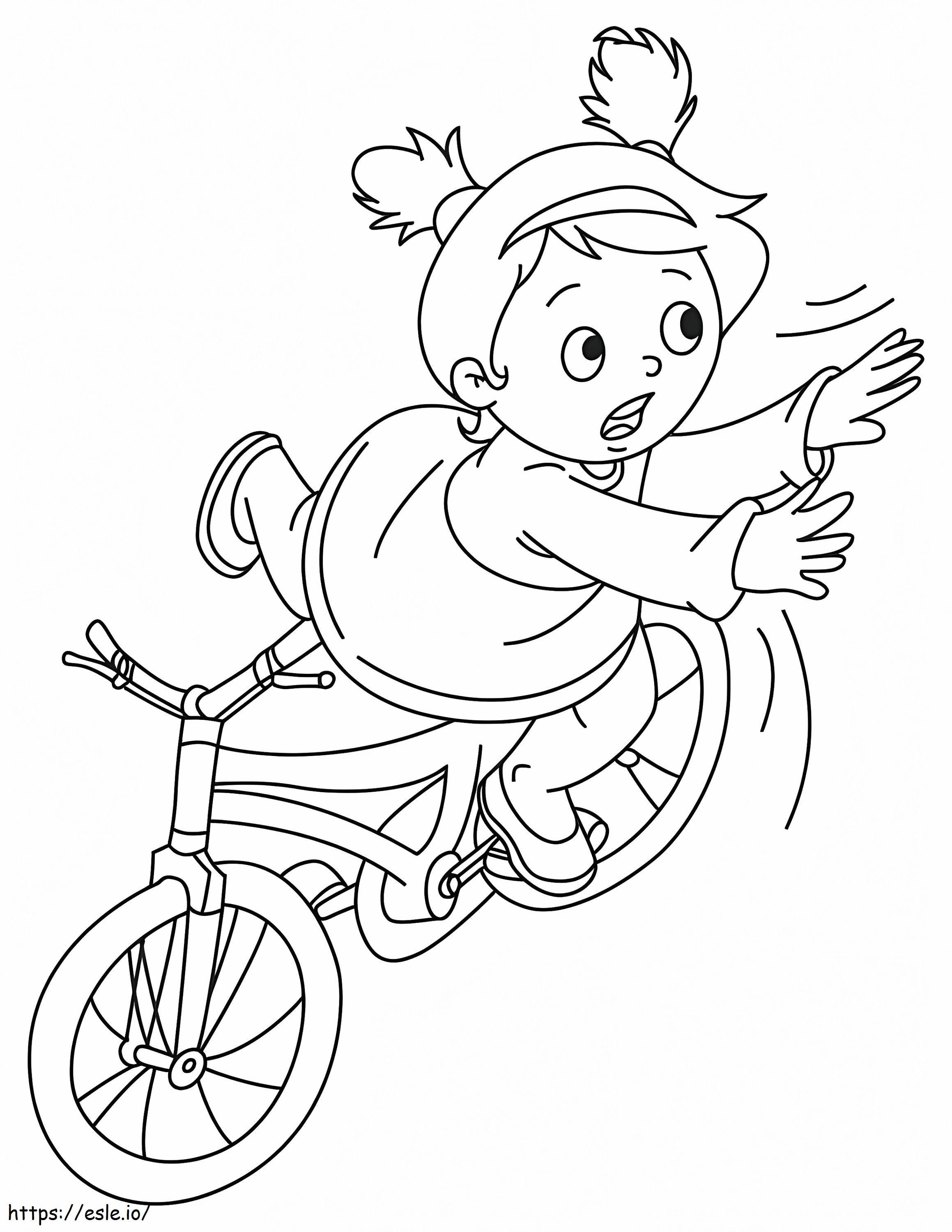 Menina cai da bicicleta para colorir
