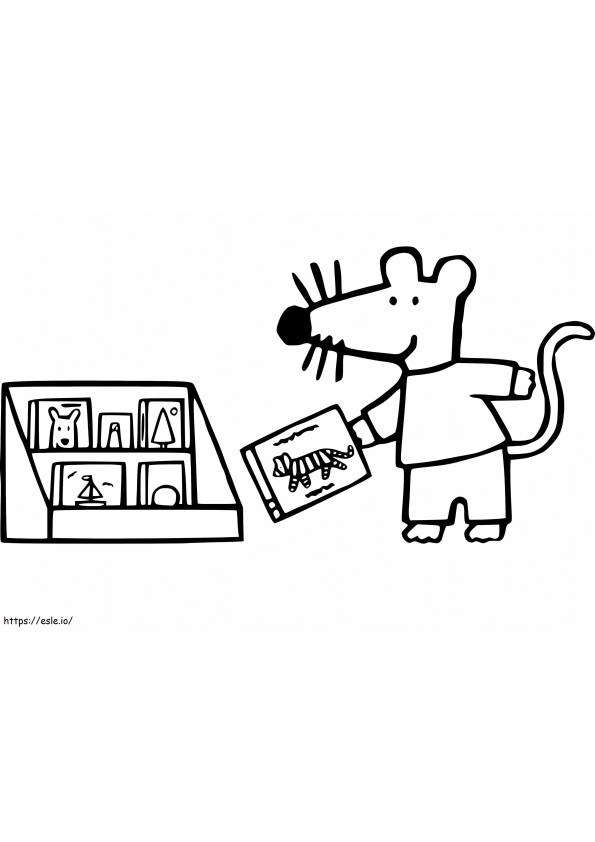 Maisy And Books coloring page