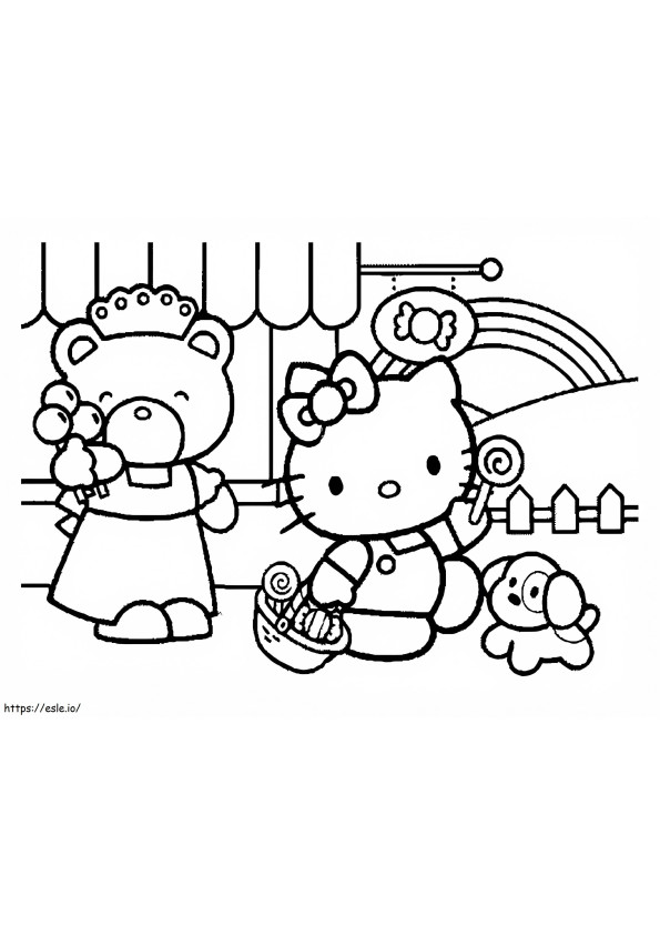 Friendly Hello Kitty coloring page