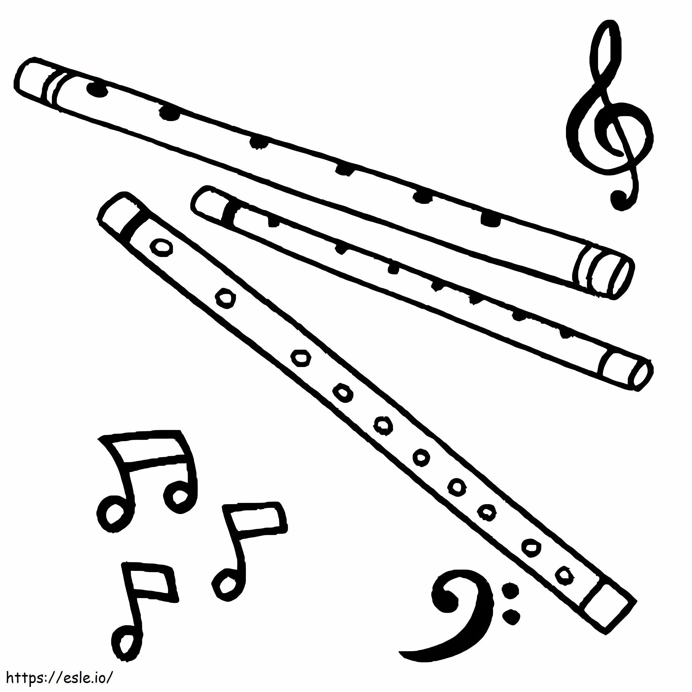 Três flautas para colorir