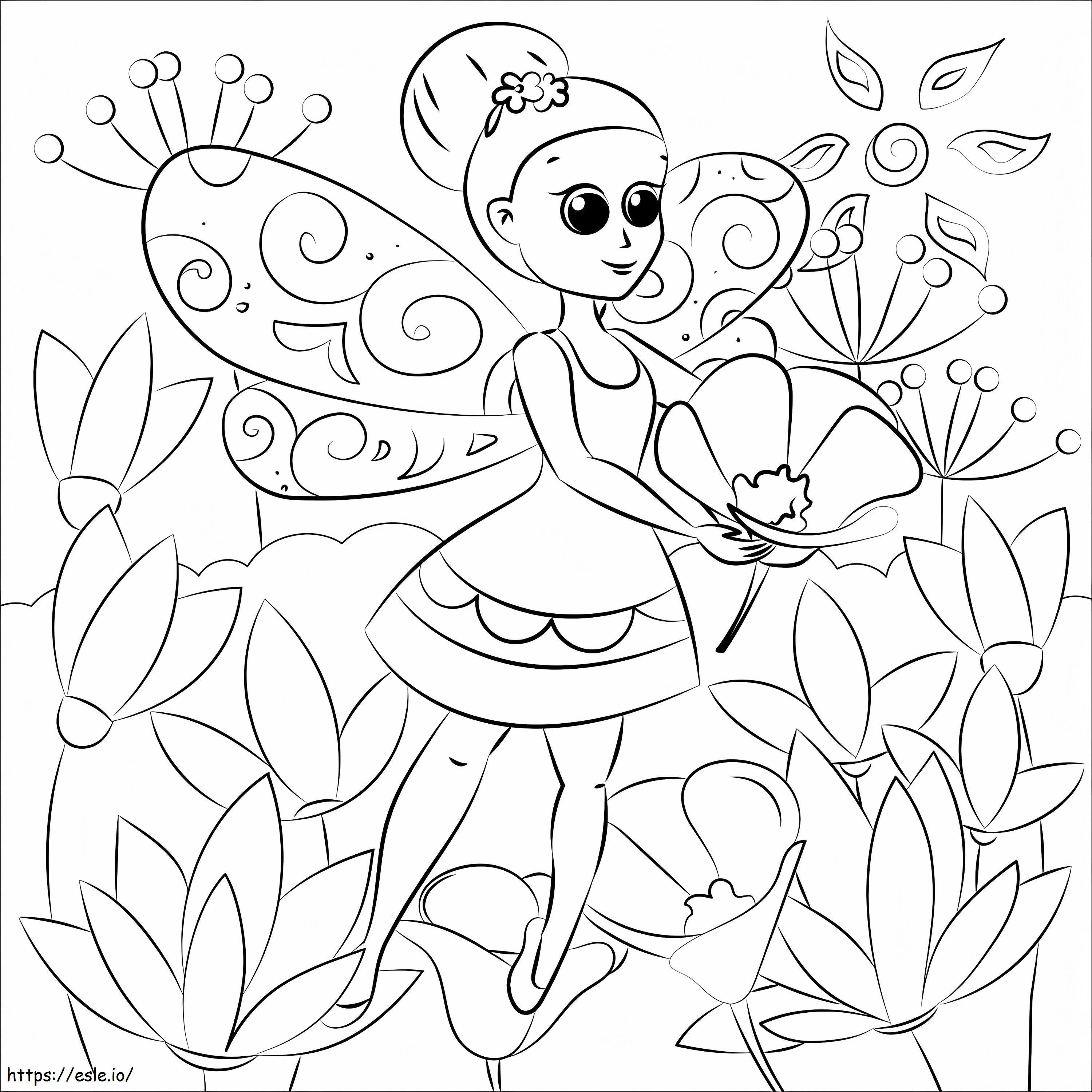 Fairy With Flower coloring page