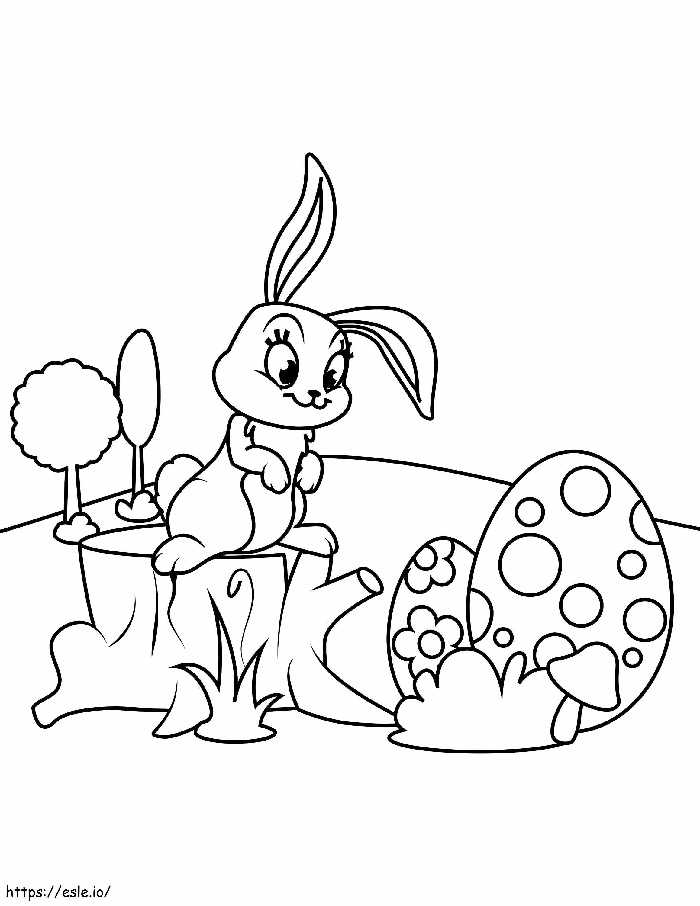 Coloriage Petit lapin de Pâques à imprimer dessin