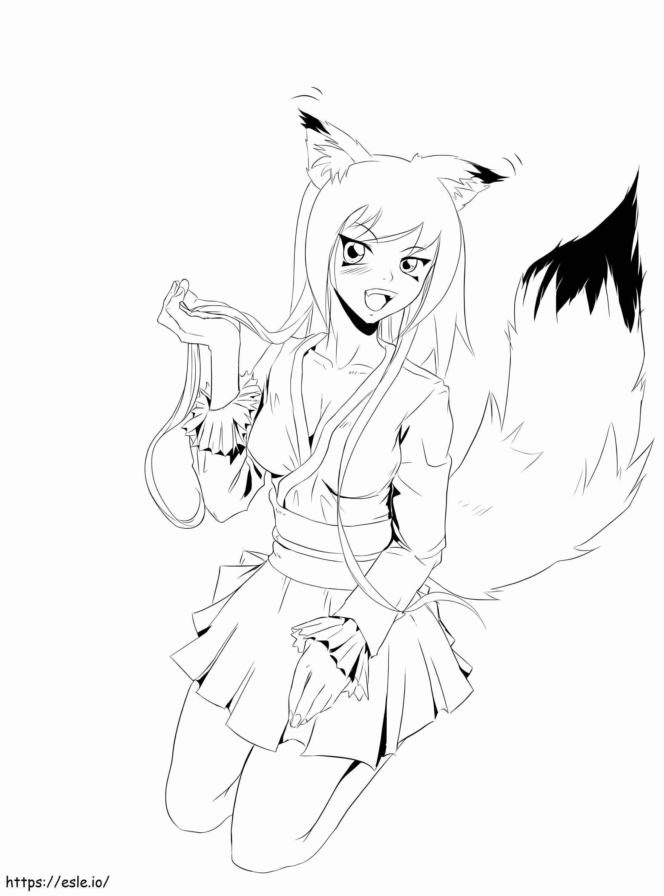 Funny Wolf Girl coloring page