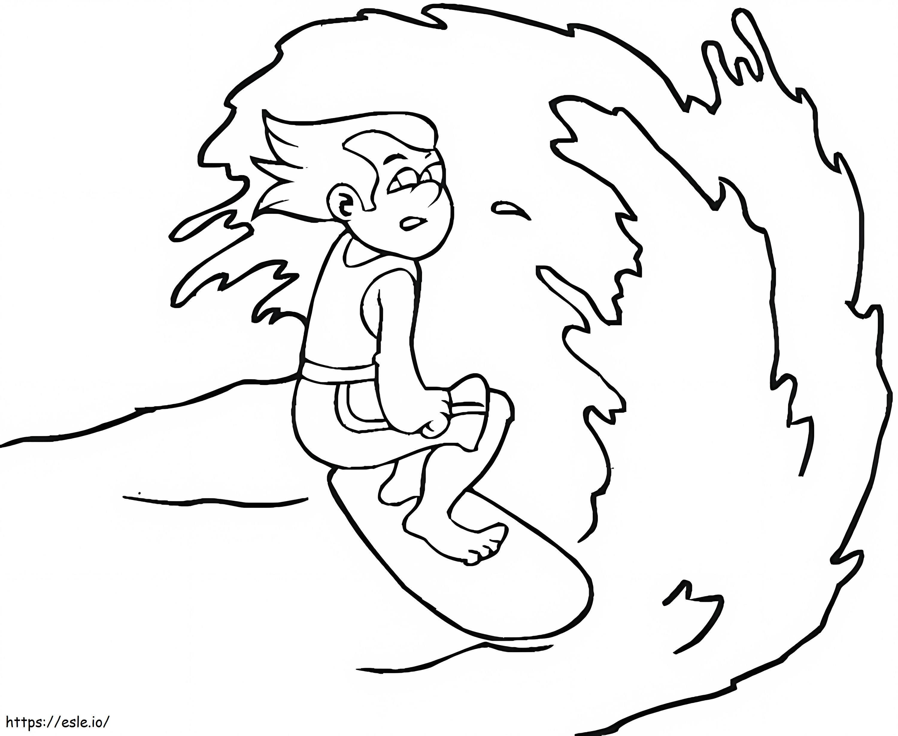 Cool Guy Surfing coloring page