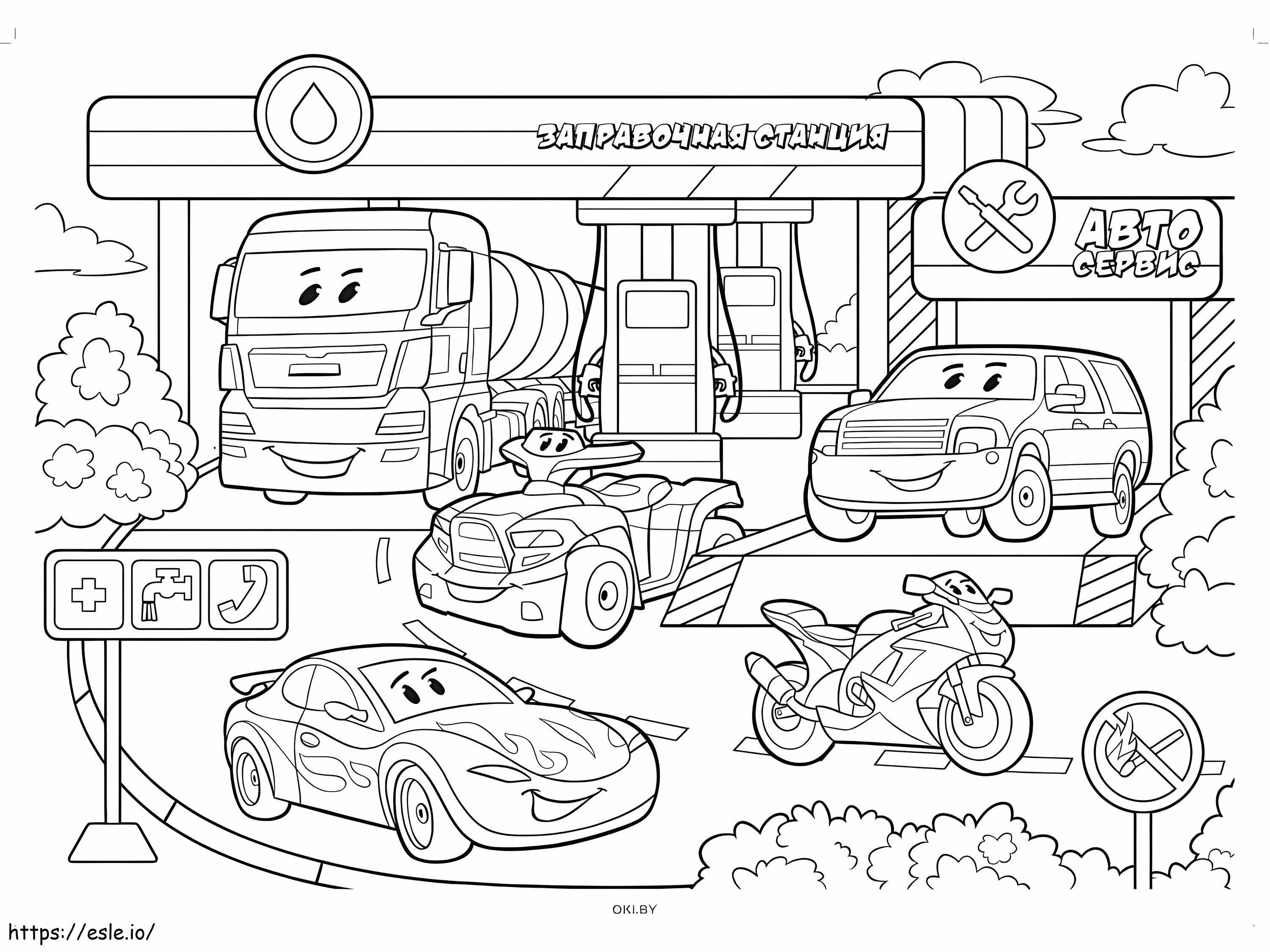 Funny Gas Station coloring page