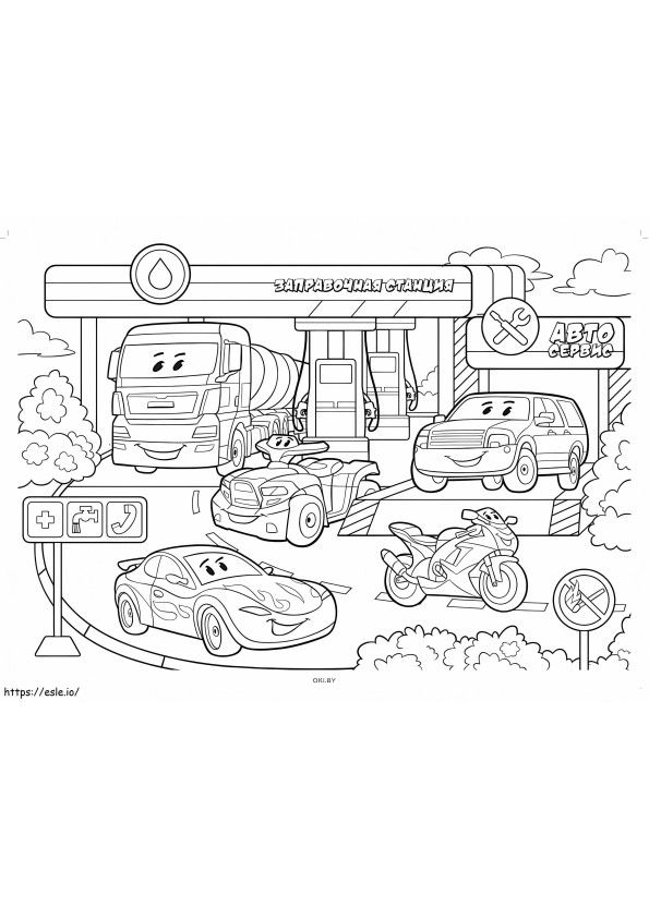 Funny Gas Station coloring page