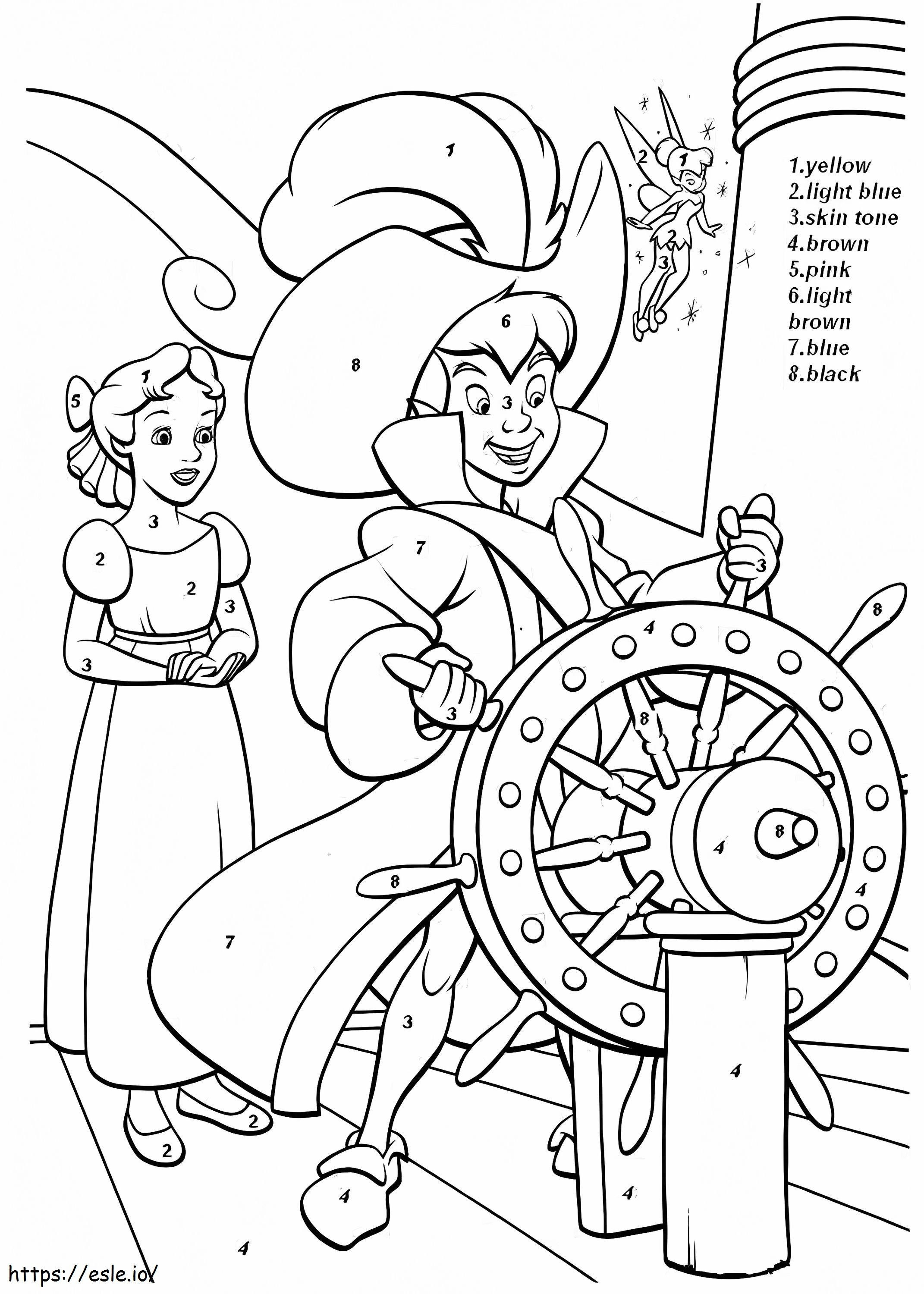 Peter Pan Color By Number coloring page