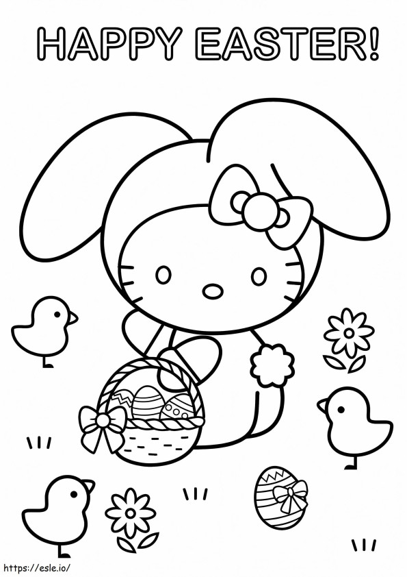 Coloriage Pâques Hello Kitty à imprimer dessin