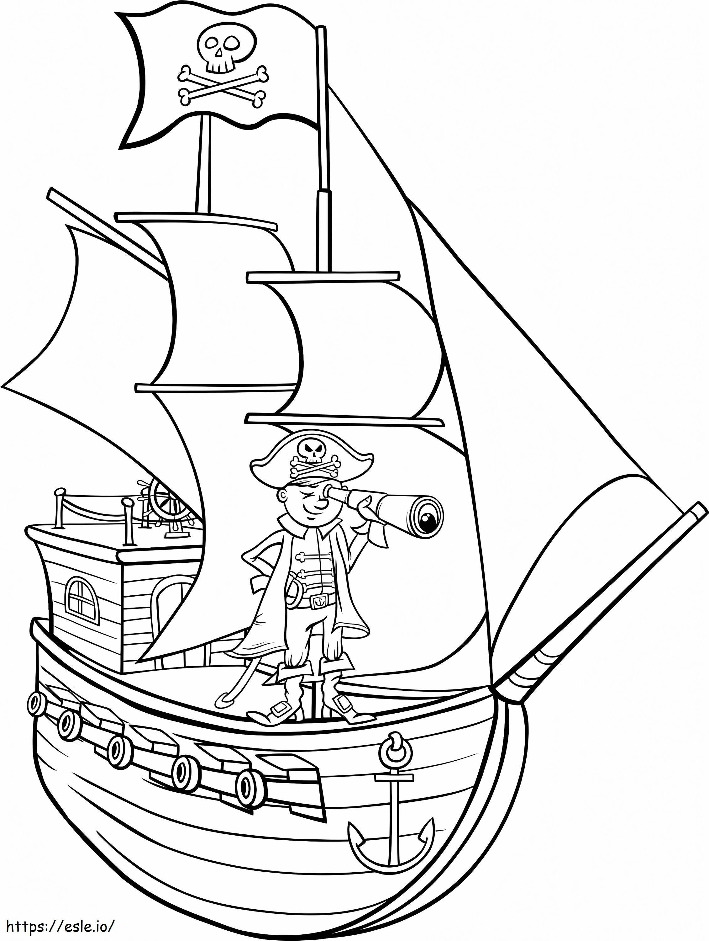 Pirata con nave pirata da colorare