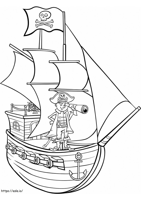 Pirat cu nava pirat de colorat