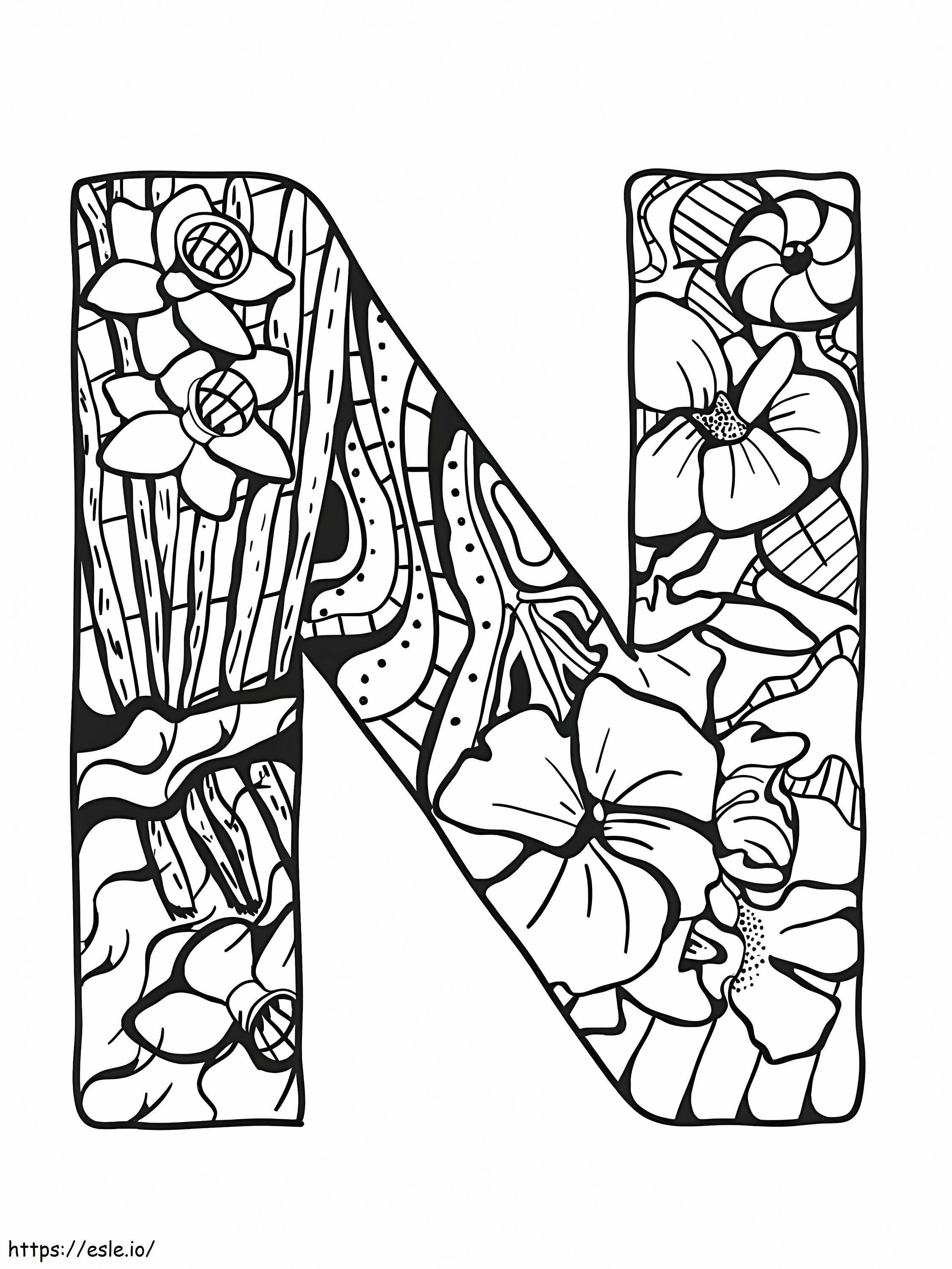 N betű Virág kifestő