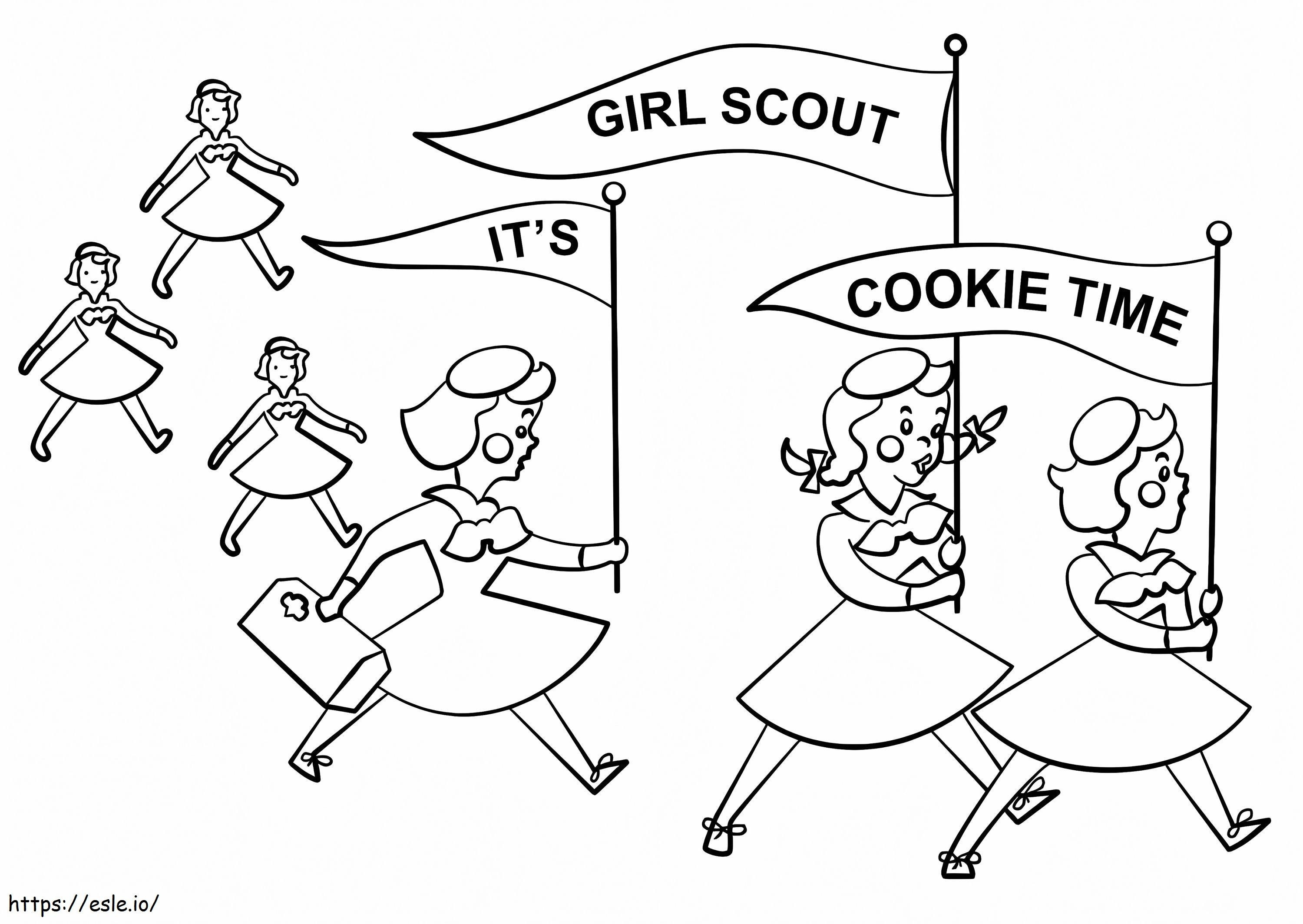 Hora de las galletas Girl Scout para colorear