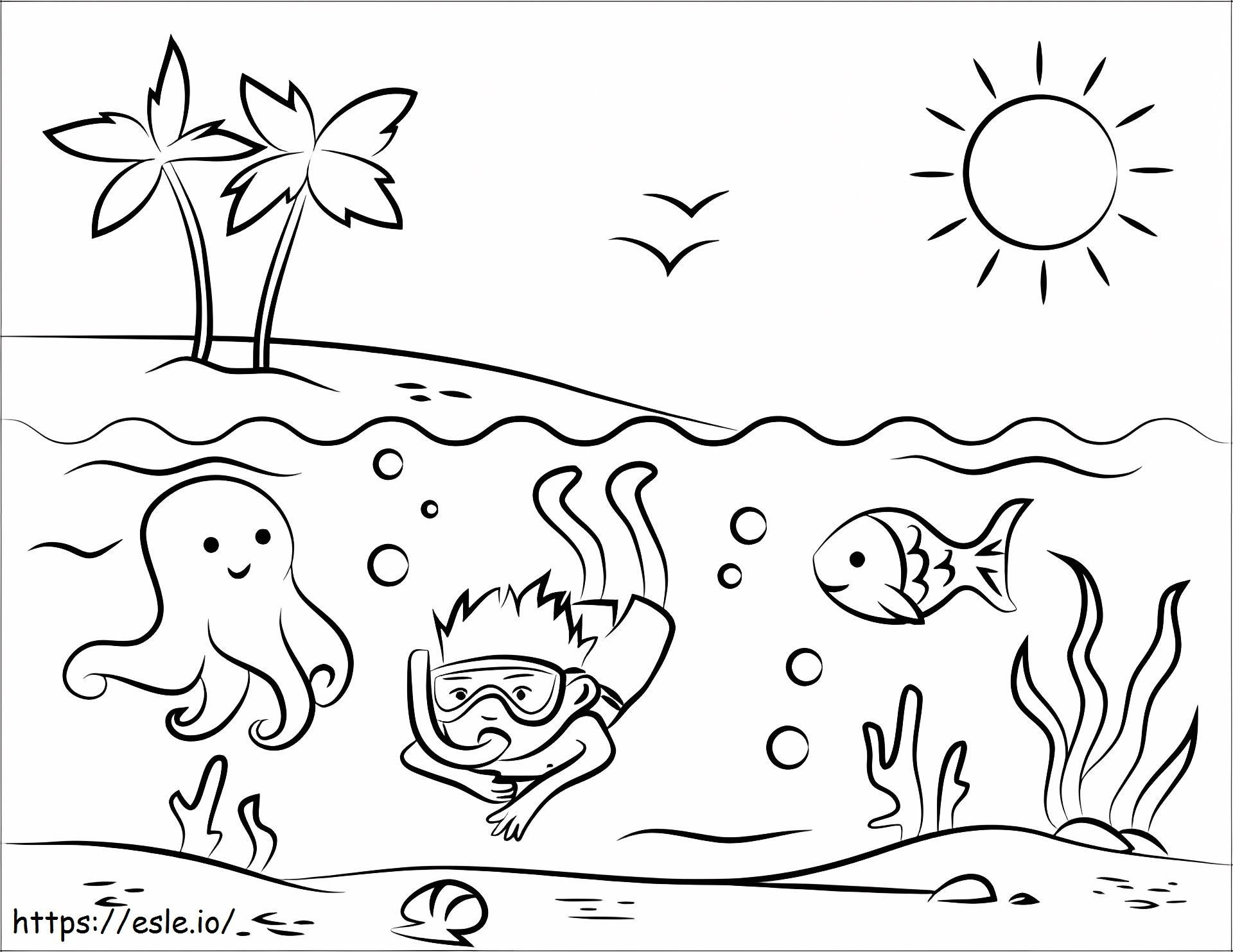 1533007385 Boy Diving A4 coloring page