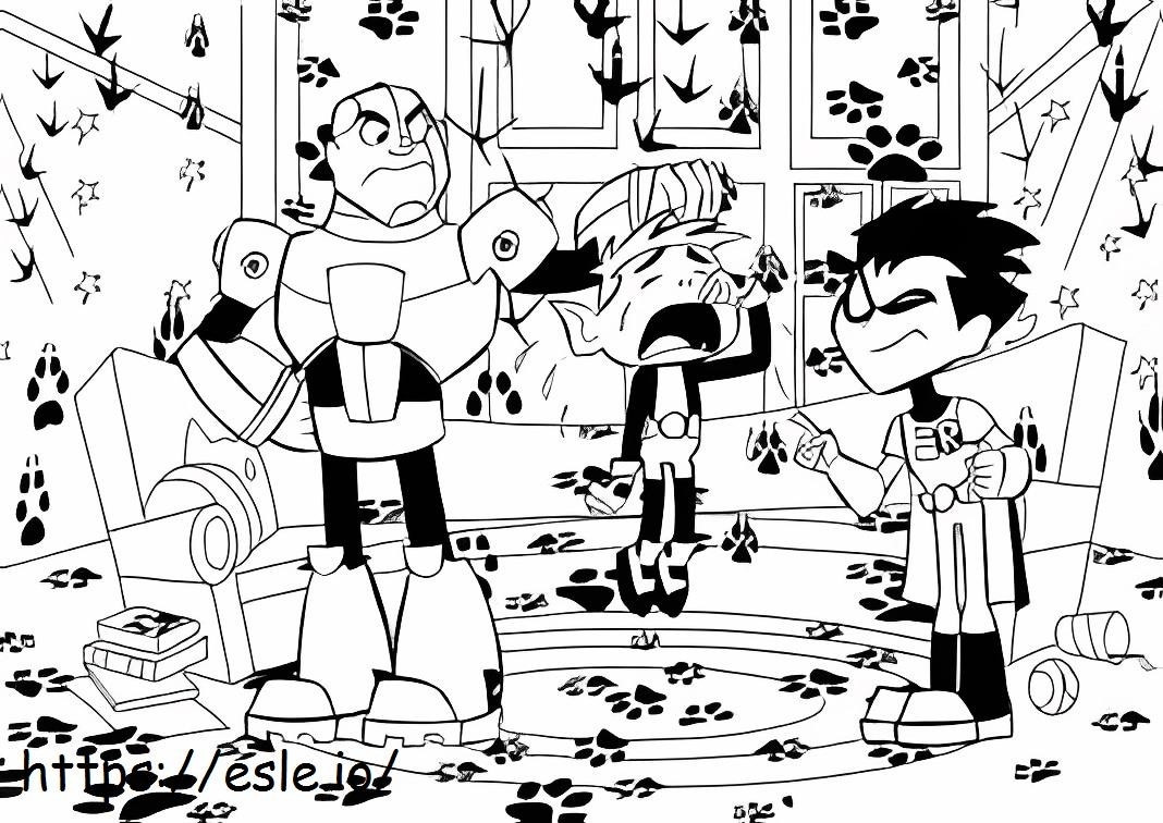Beast Boy Cyborg And Robin coloring page