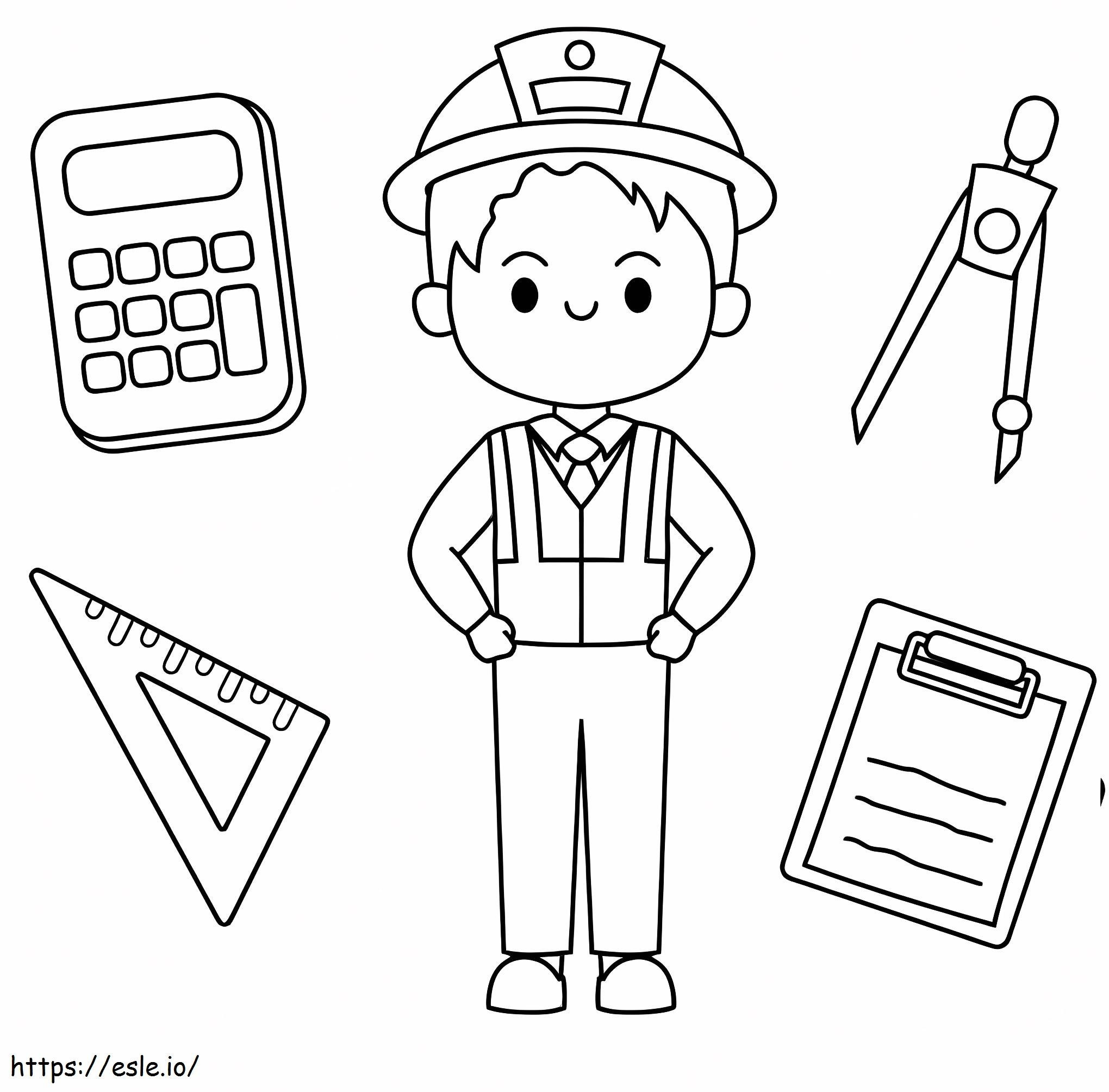 Cute Engineer coloring page
