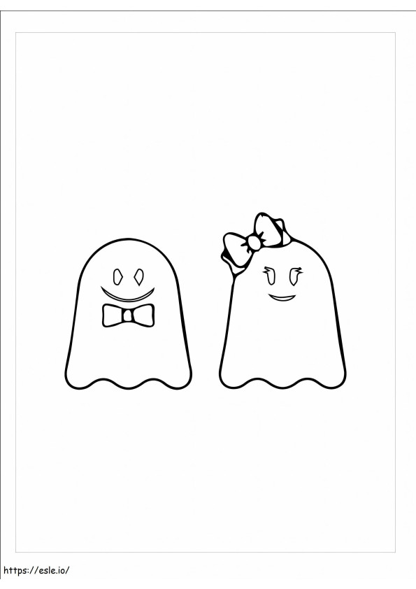 Coloriage Joli couple de fantômes à imprimer dessin