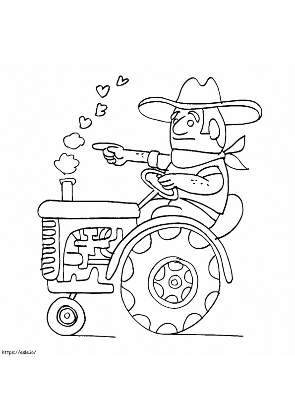 Coloriage Un agriculteur conduisant un tracteur à imprimer dessin