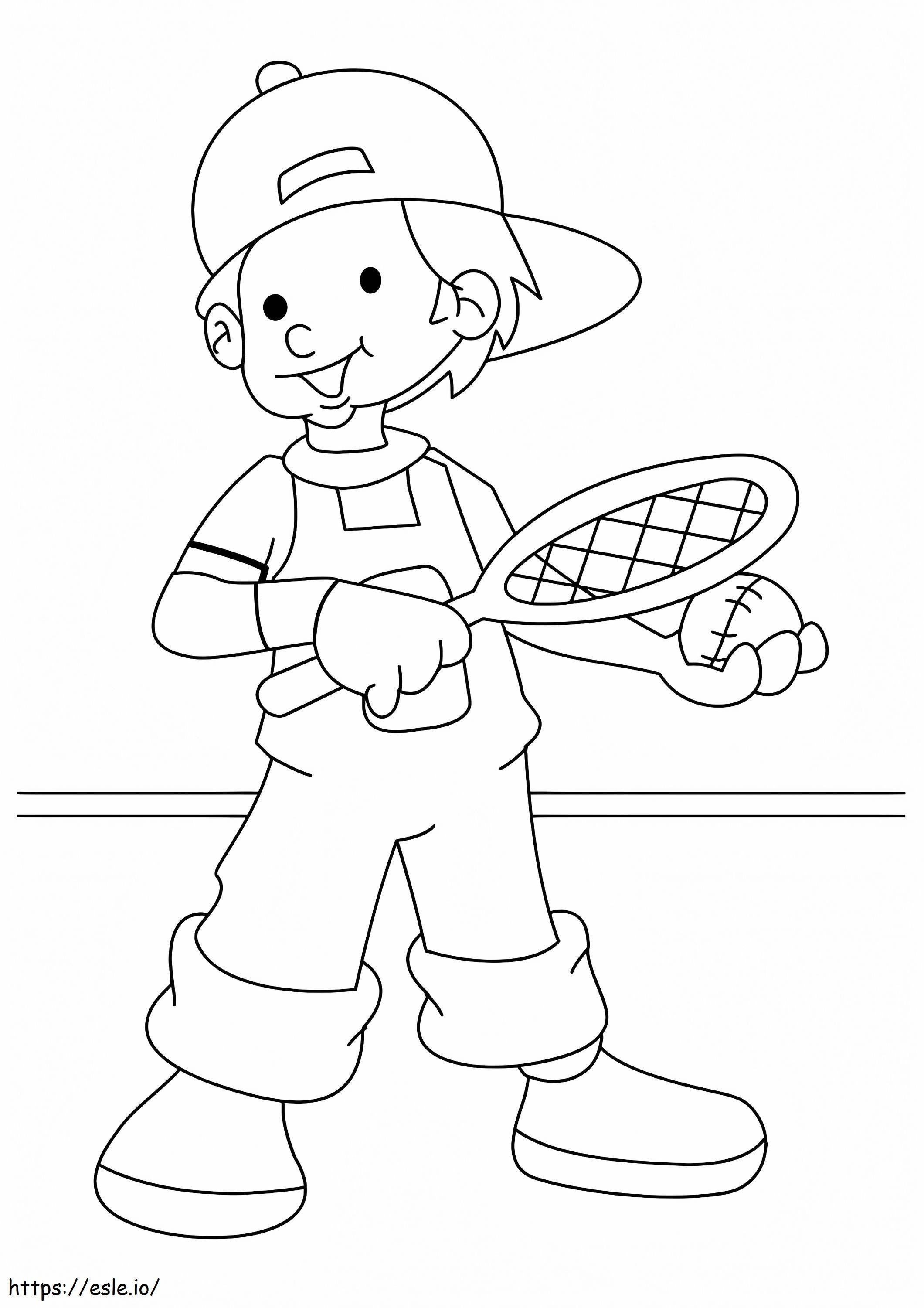 1526205895 Băiatul care joacă tenis A4 de colorat