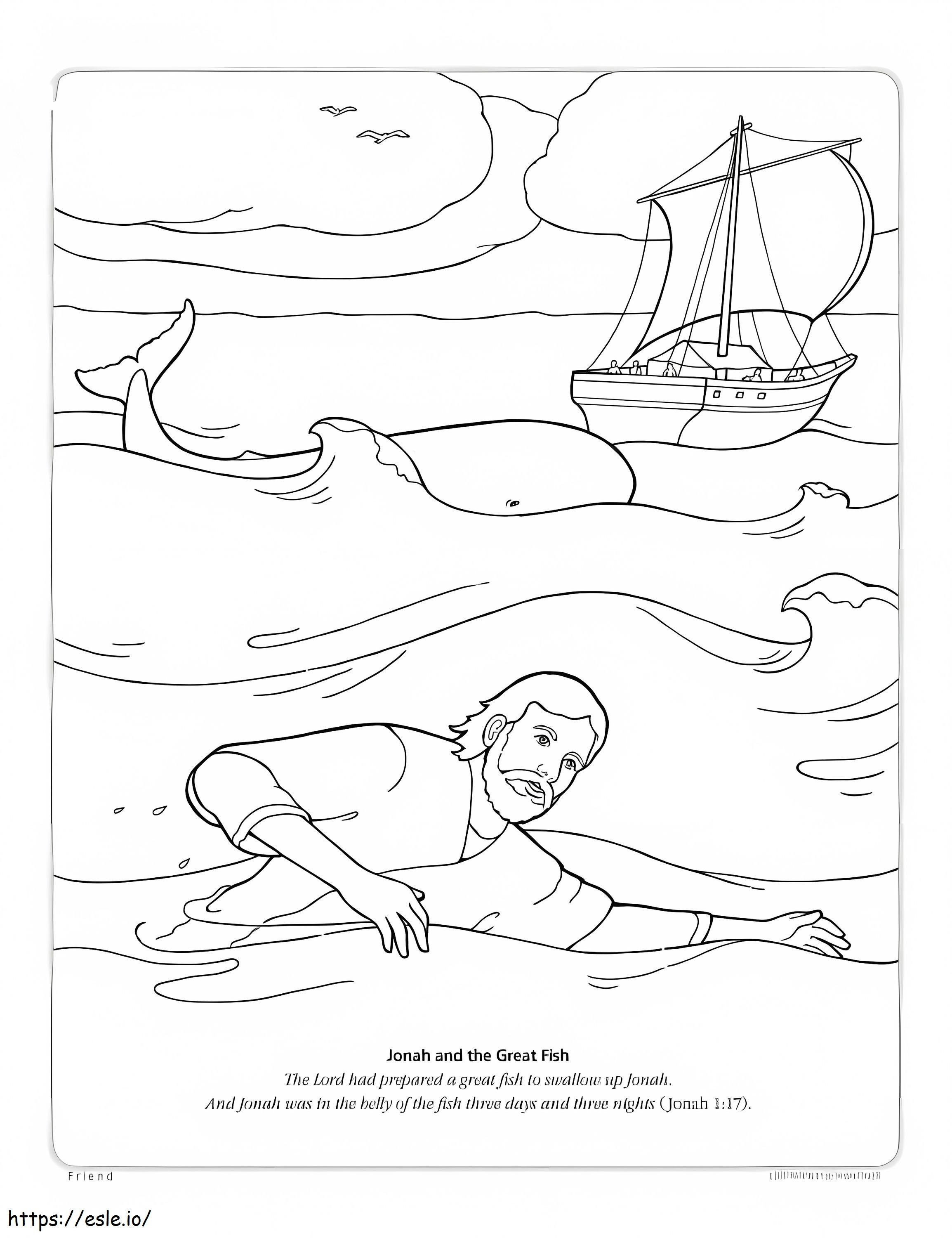 Jonah Swimming coloring page