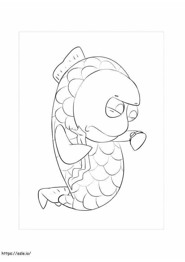 Pește curcubeu din desene animate de colorat