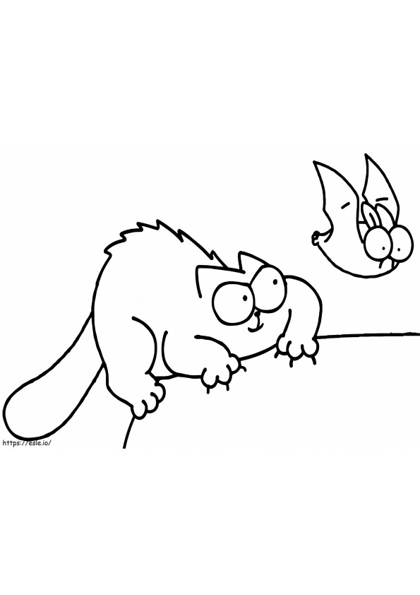 シモンズの猫とコウモリ ぬりえ - 塗り絵
