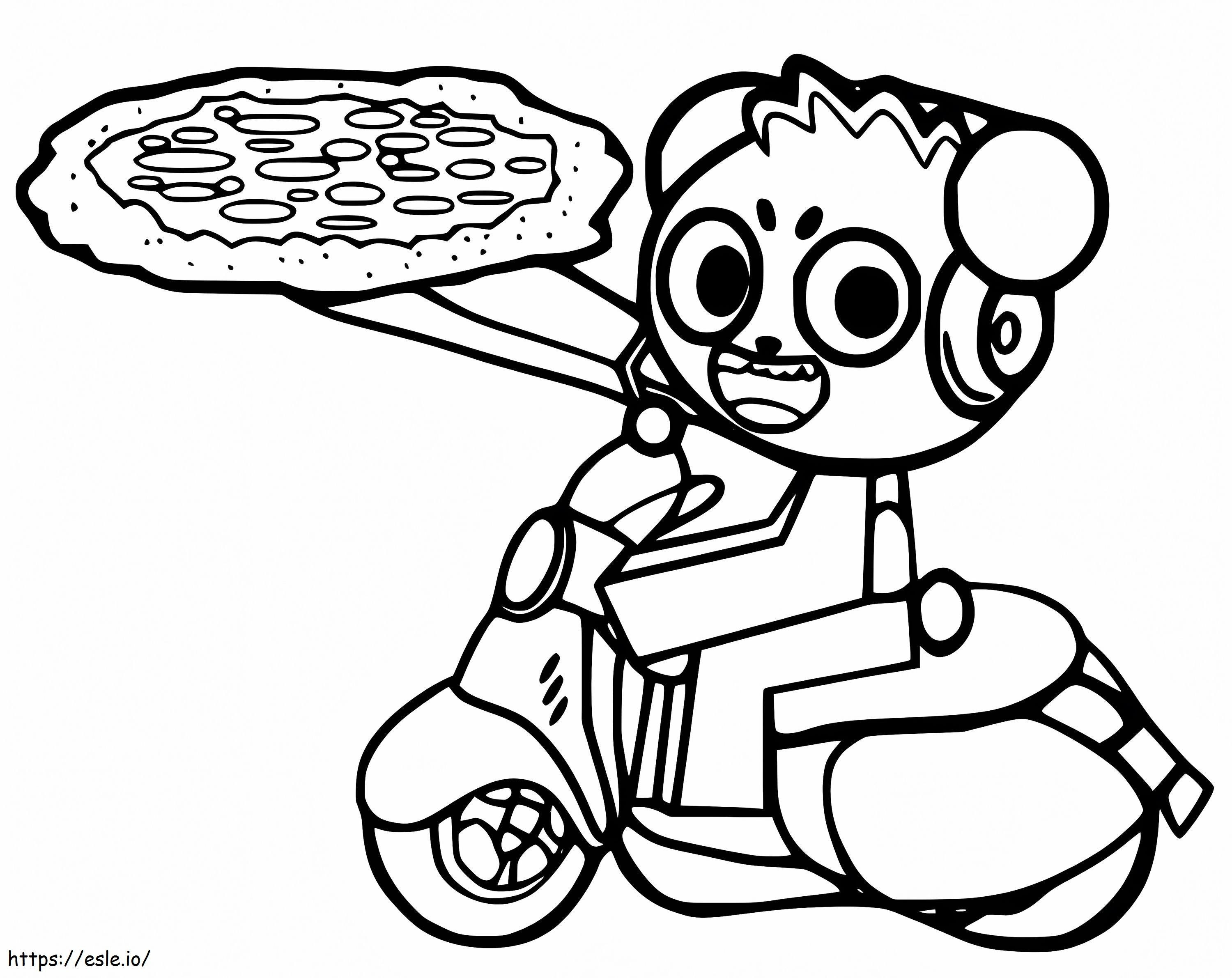 パンダとピザのコンボ ぬりえ - 塗り絵