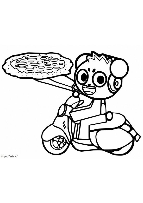 Panda ja pizza yhdistelmä värityskuva