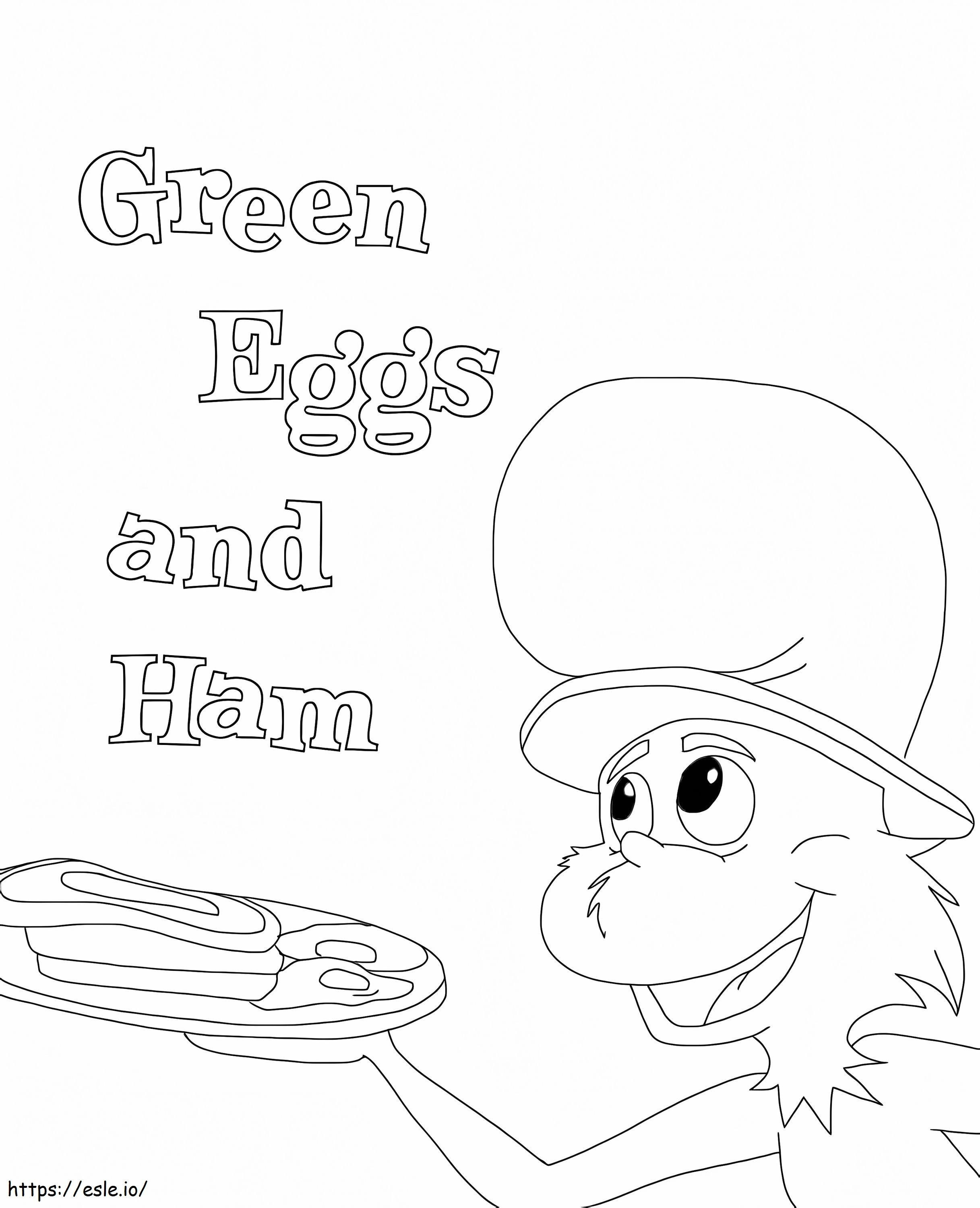 緑の卵とハム 1 ぬりえ - 塗り絵