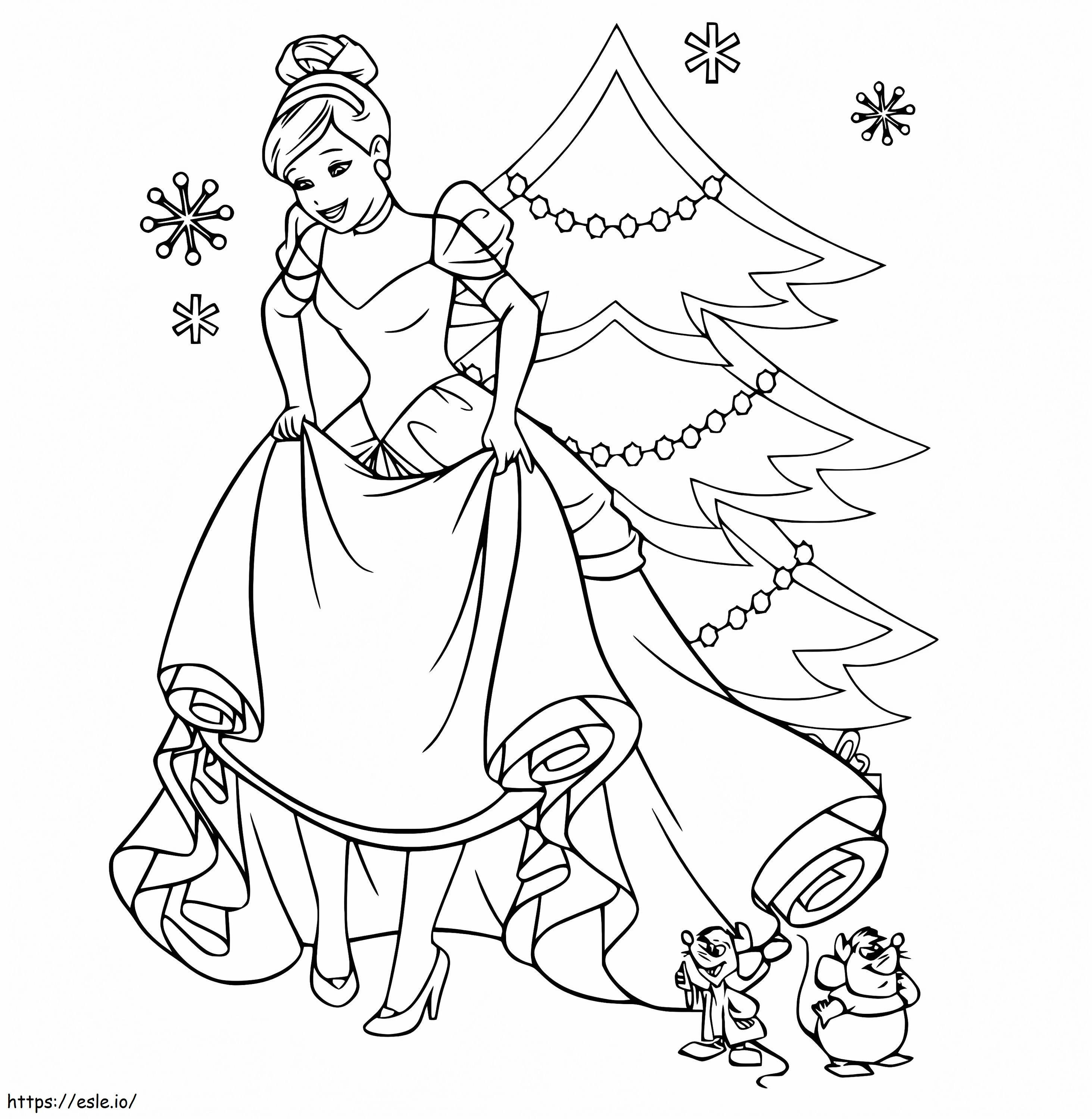 Cinderella ve Noel Ağacı boyama