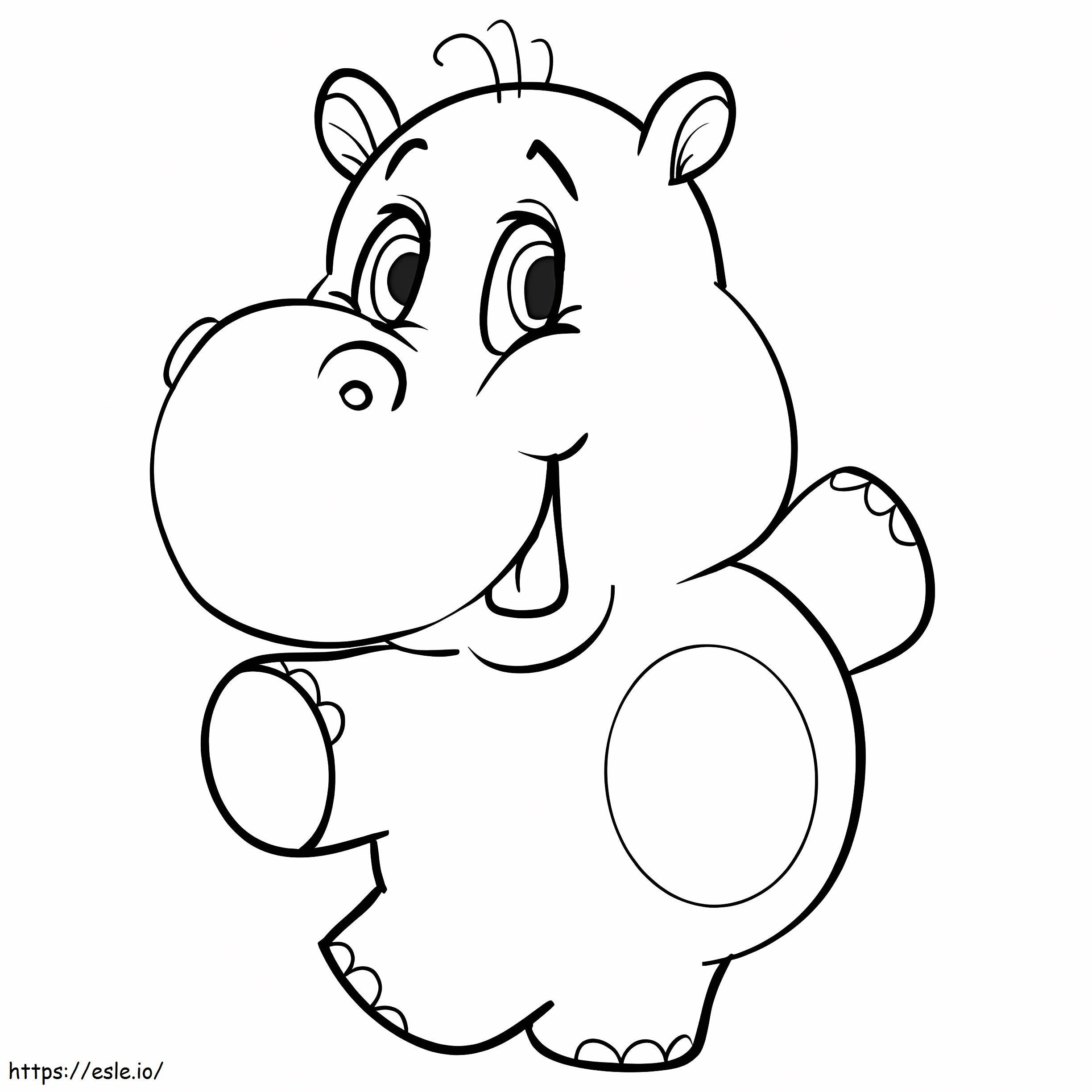 Coloriage Dessin animé bébé hippopotame à imprimer dessin