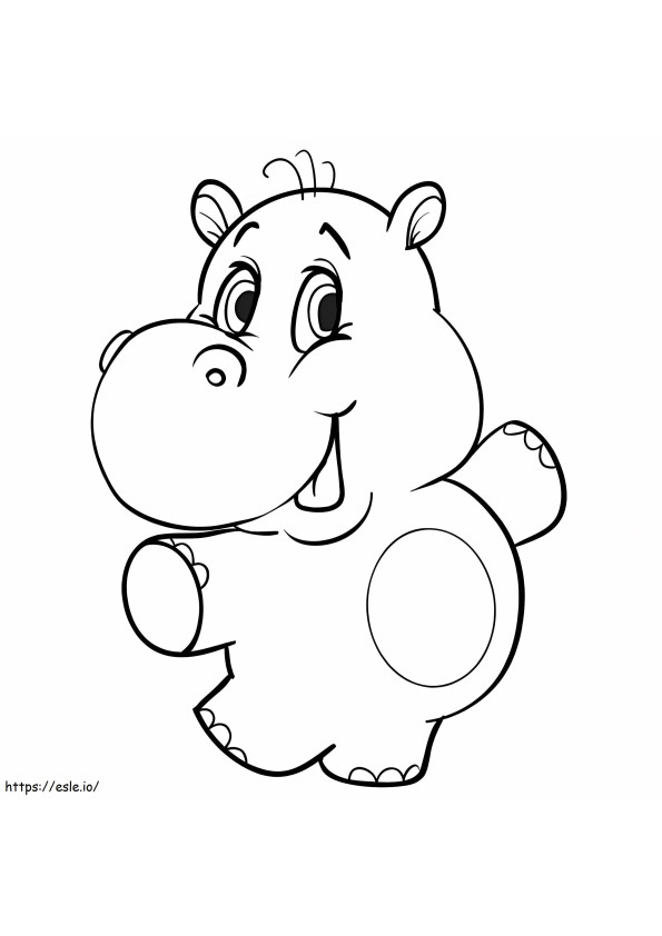 Cartoon Baby Hippopotamus coloring page