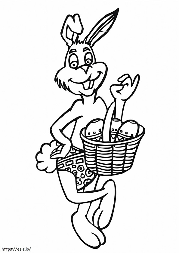 Coelhinho da Páscoa com cesta de Páscoa para colorir