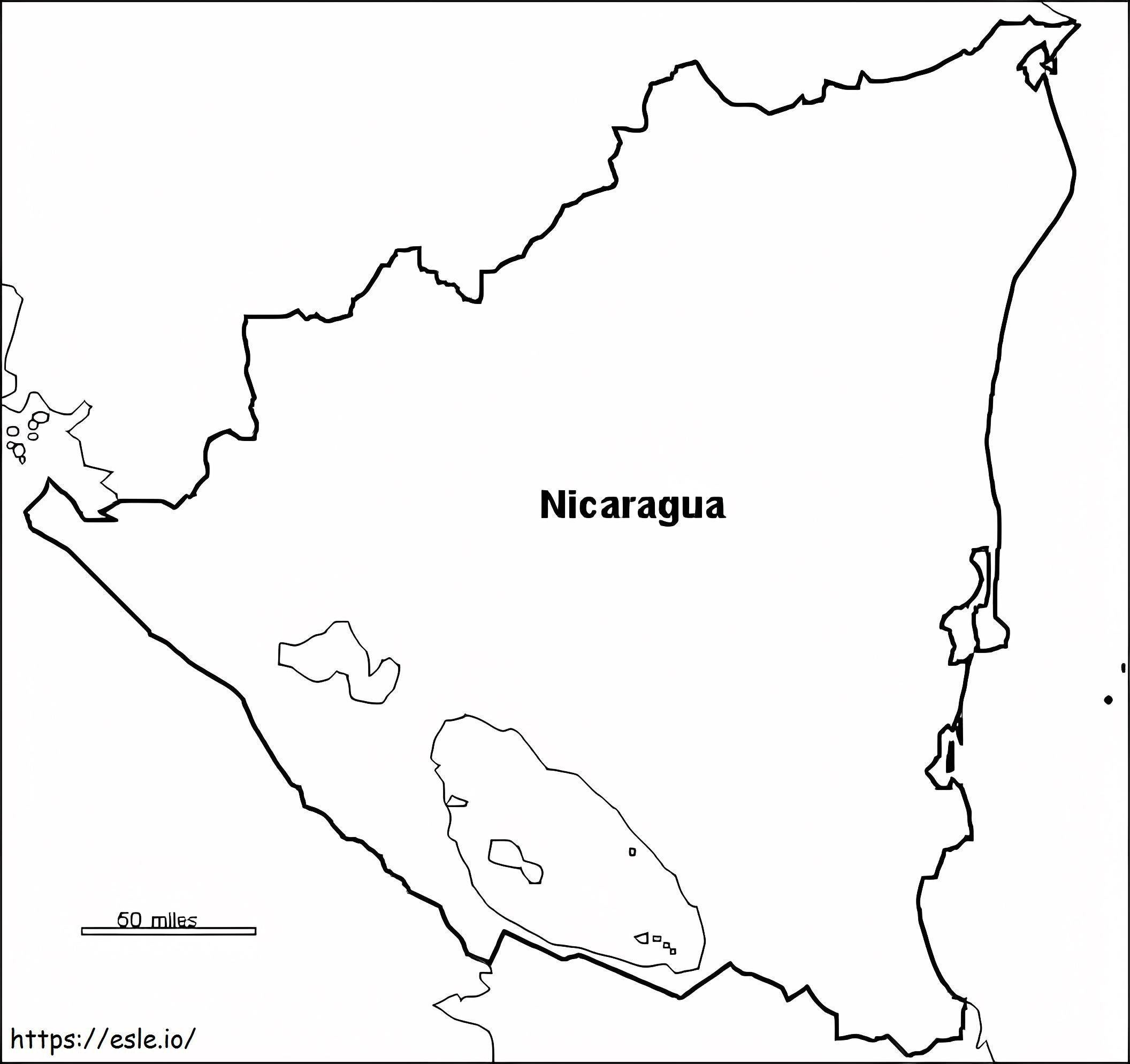 Mapa Nikaragui kolorowanka