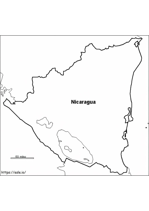 Mappa del Nicaragua da colorare