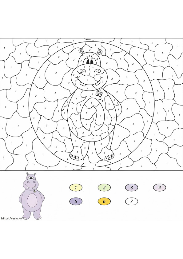 Kolorowanie hipopotama według numerów kolorowanka